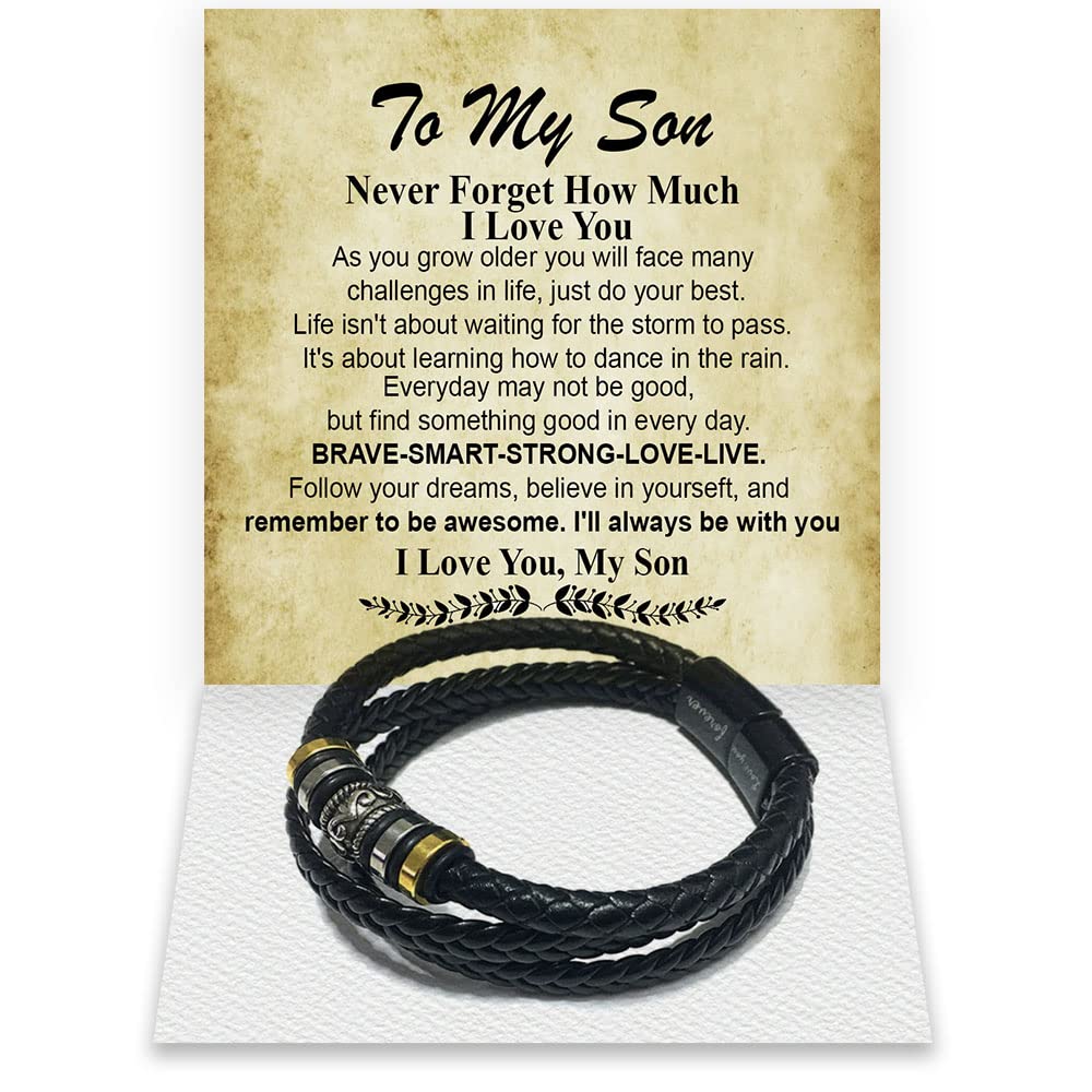 Personalized To My Son Bracelet from Mom & Dad - Engraved Gift for Teen Boys & Men | Birthday, Christmas, Graduation, Father's Day Present | Daily Wear & Special Occasions