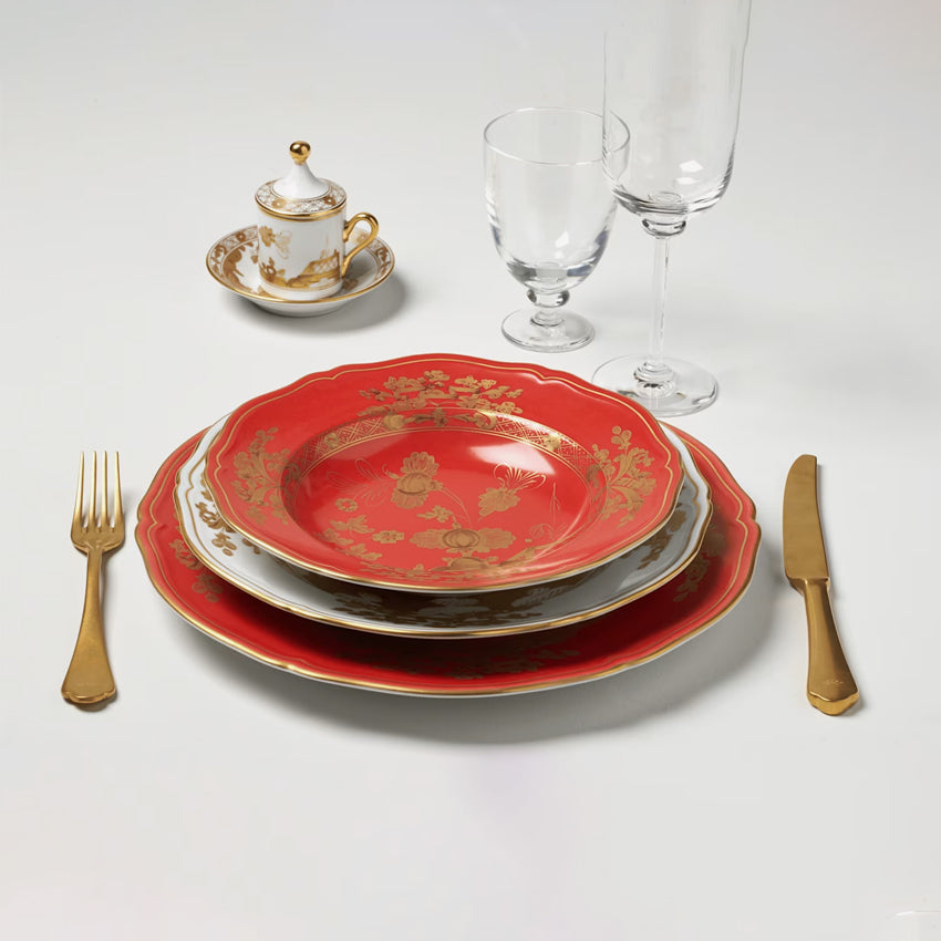 Ginori 1735 Oriente Italiano Gold Soup Plate Rubrum - Elegant Italian Dinnerware for Fine Dining & Special Occasions