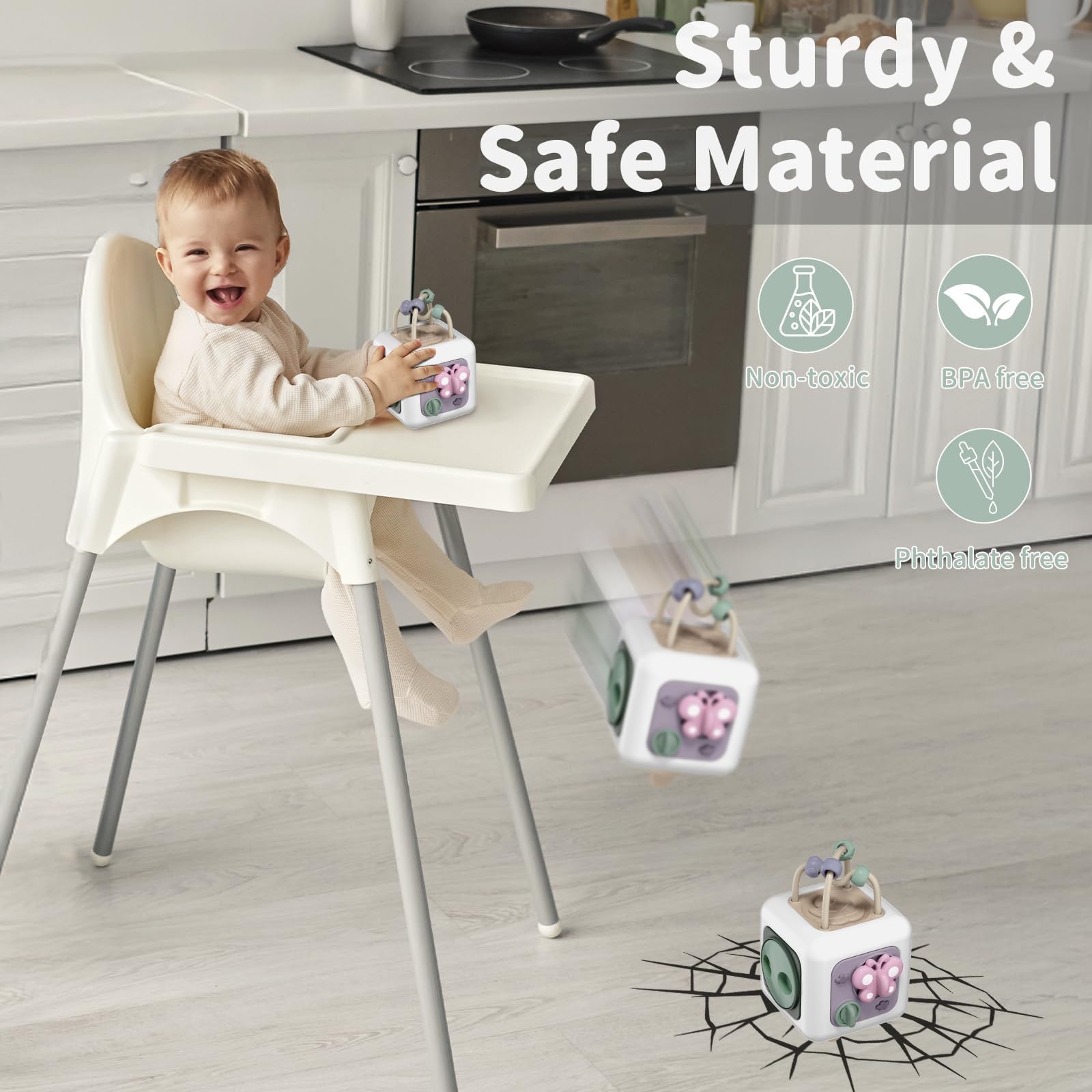 **Montessori Baby Busy Board Cube - Sensory Learning Toy for 1-3 Year Old Girls & Boys | Fine Motor Skills Development | Travel & Airplane Activity Toy | Ideal Birthday Gift for 6+ Months (Perfect for Home, Car & Daycare Play)**