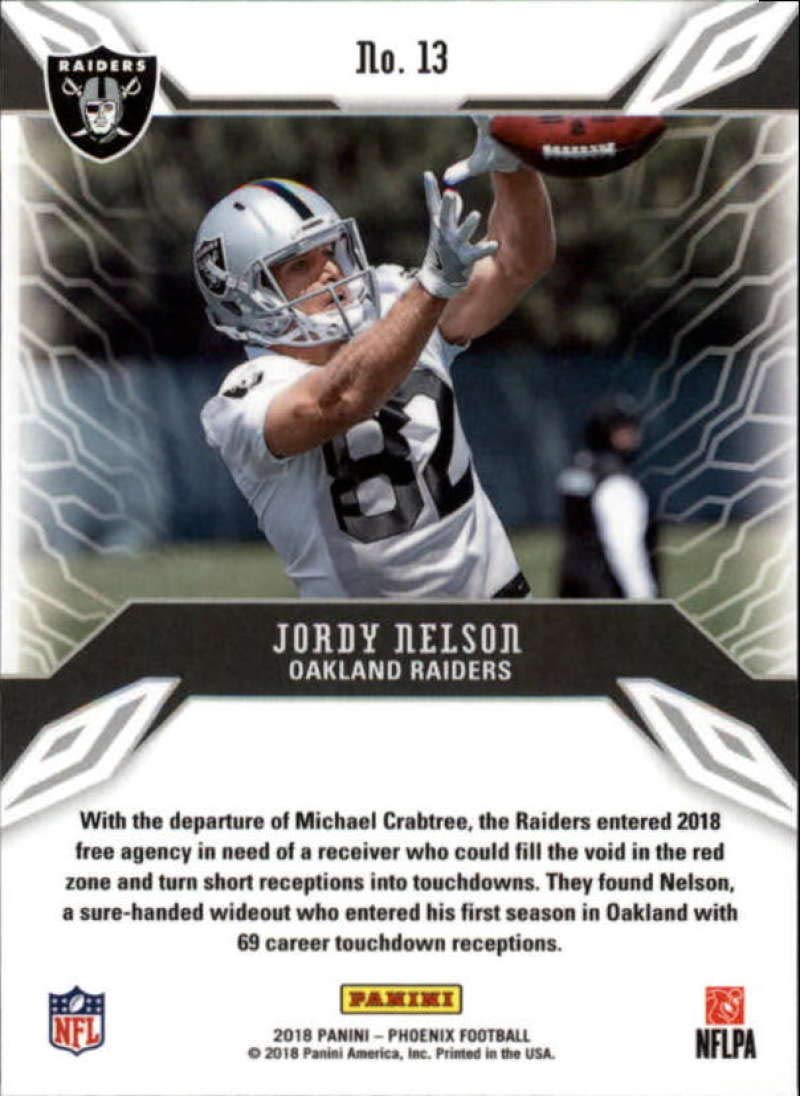 2018 Panini NFL Adrenaline Rush #13 Jordy Nelson Oakland Raiders Official Football Trading Card - Perfect for Collectors, Fans, and Sports Memorabilia Displays