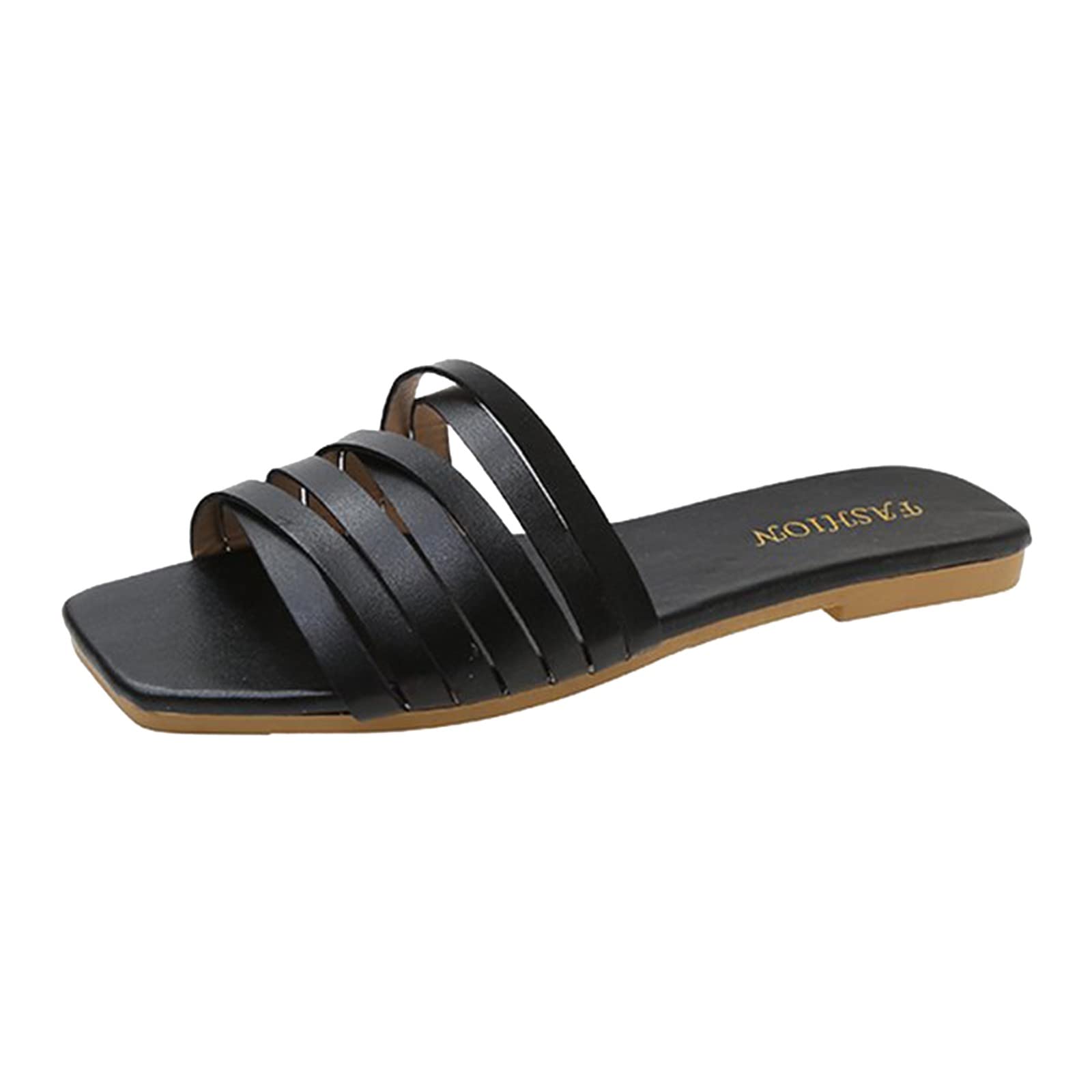 Women's Breathable Casual Slides - Comfortable Indoor & Outdoor Flat Slippers for Women (Black, Size 8) | Perfect for Home, Beach, Yoga, and Daily Wear