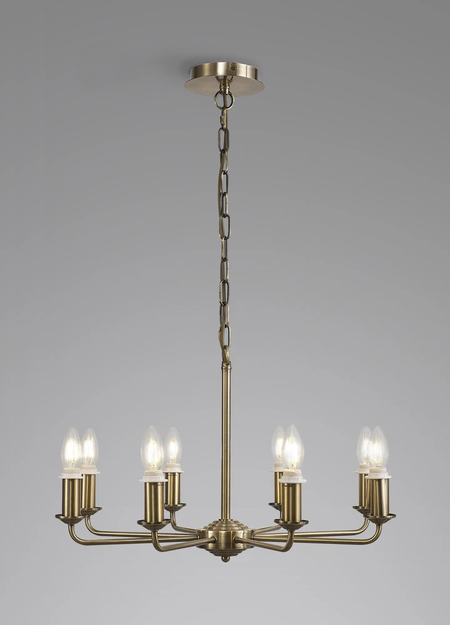 Banyan 8-Light Multi-Arm Pendant/Semi-Flush Mount Ceiling Light Fixture in Antique Brass - Perfect for Dining Room, Kitchen Island or Entryway Lighting