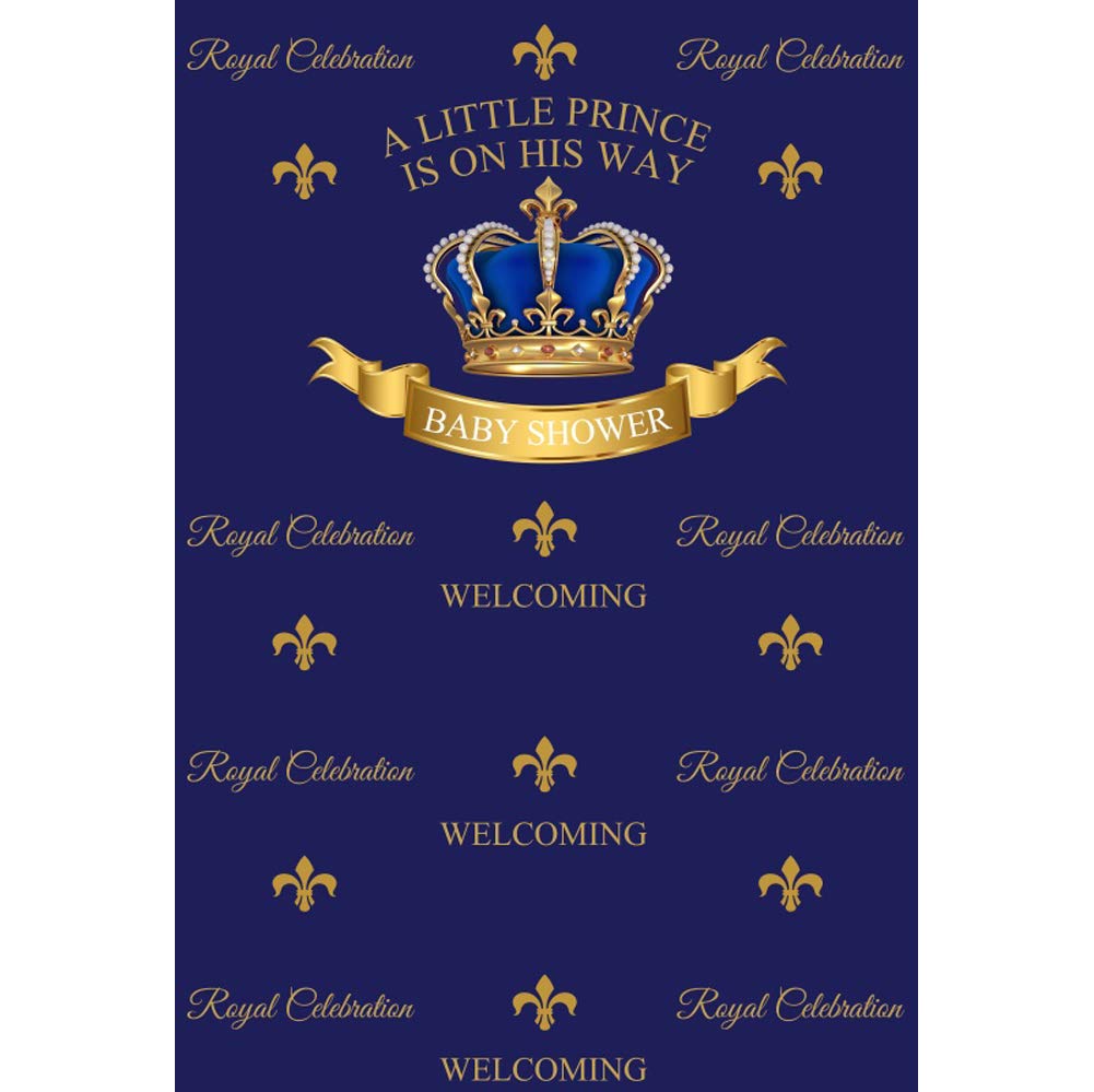 Yeele 8x10ft Baby Shower Backdrop - A Little Prince is Coming Photography Background with Crown Design for Newborn Photo Shoot, Birthday Party & Celebration Decor | Perfect for Studio Props, Infant Photography and Prince-Themed Events