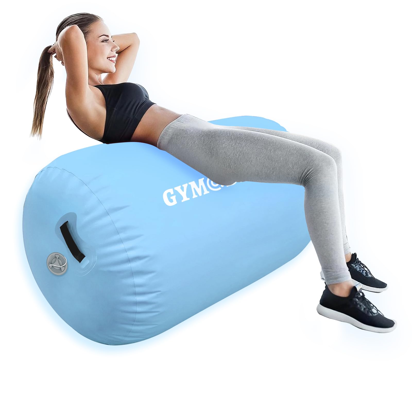 Inflatable Gymnastics Air Roller Barrel - Tumbling Training Mat for Back Handspring, Cheerleading & Yoga | Portable Home & Outdoor Use with Pump Included | Perfect for Gymnasts, Cheerleaders & Fitness Enthusiasts