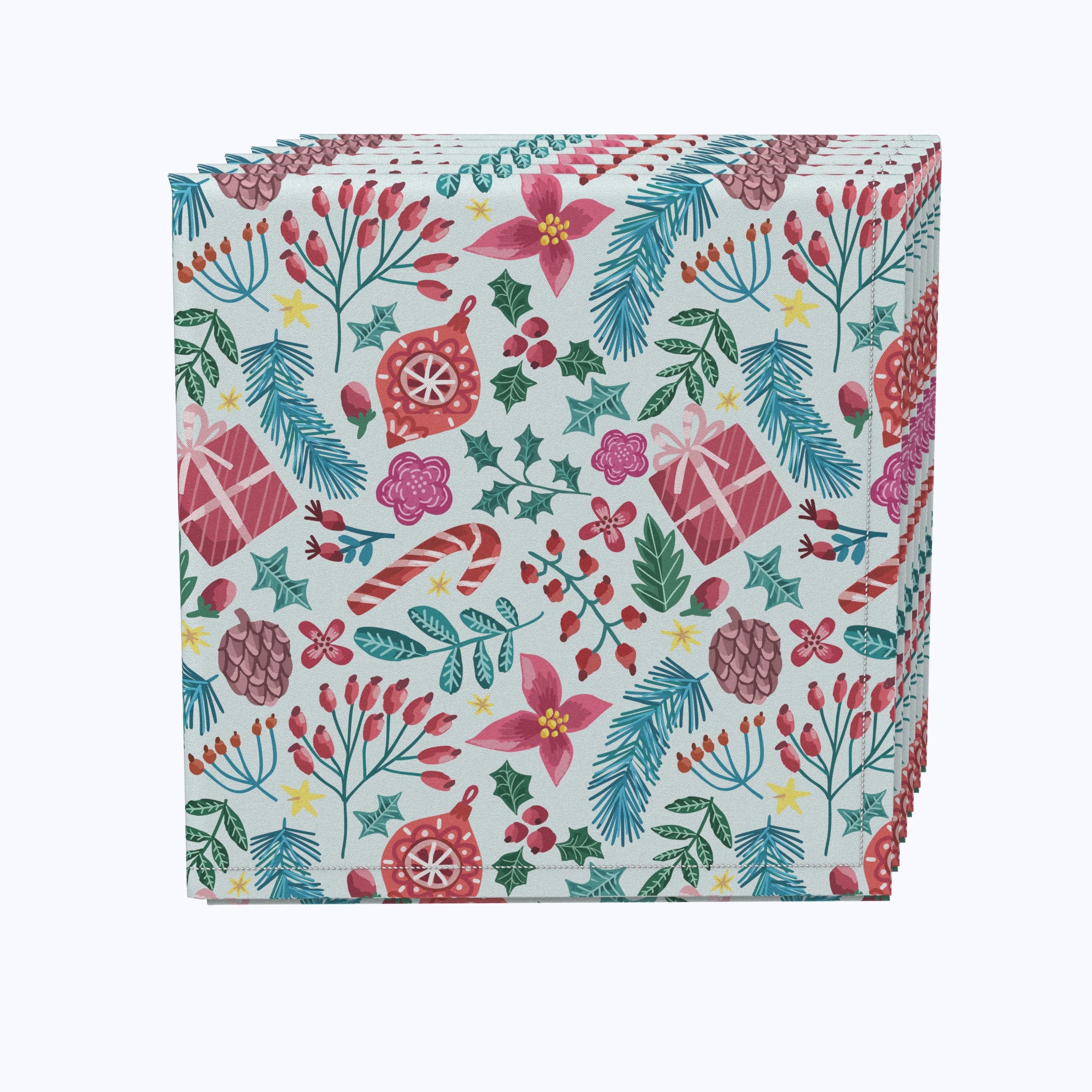 Festive Christmas Candy Cane Printed Party Napkins - Holiday Dinner, Dessert & Celebration Tableware for Xmas Gatherings
