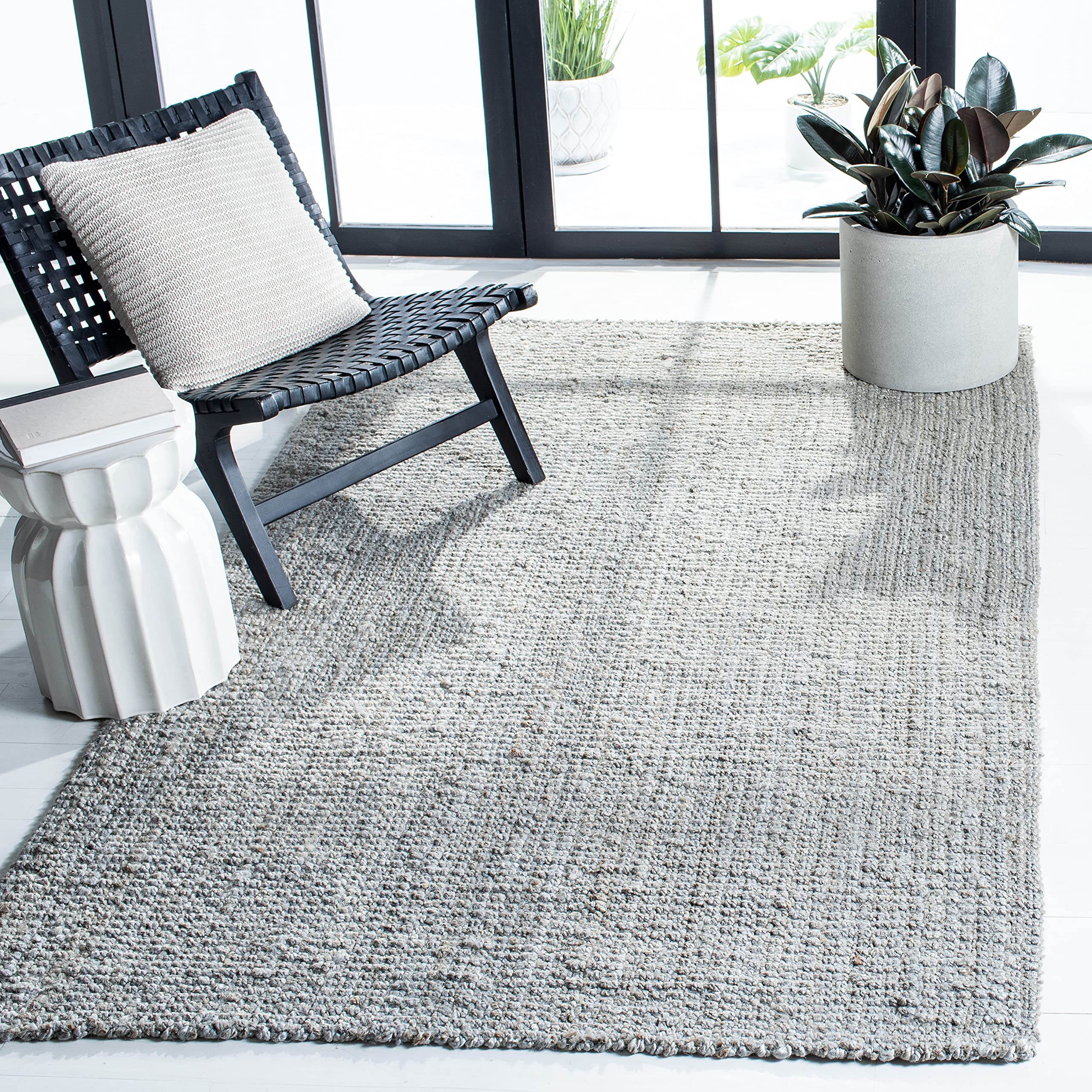 SAFAVIEH Natural Fiber Collection 9'x9' Square Grey NF730F Handmade Farmhouse Premium Jute Area Rug - Perfect for Living Room, Bedroom & Boho Home Decor
