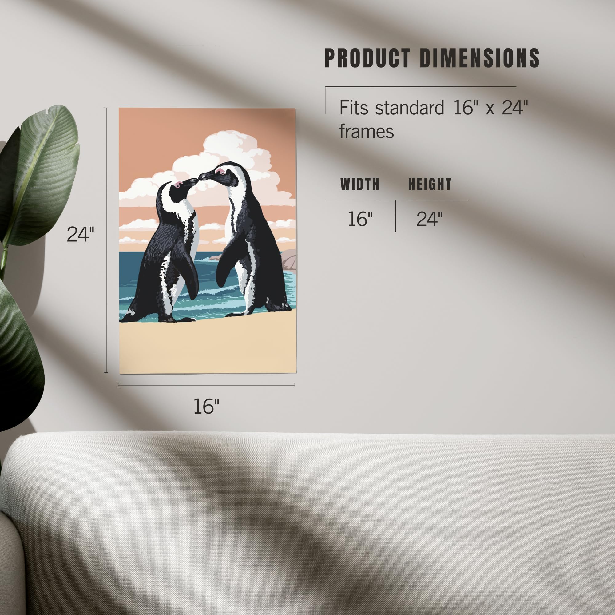 Lantern Press 16x24 Inch Giclee Art Print - Black-Footed Penguins Kissing Wall Decor for Living Room, Bedroom & Office | High Quality Wildlife Photography
