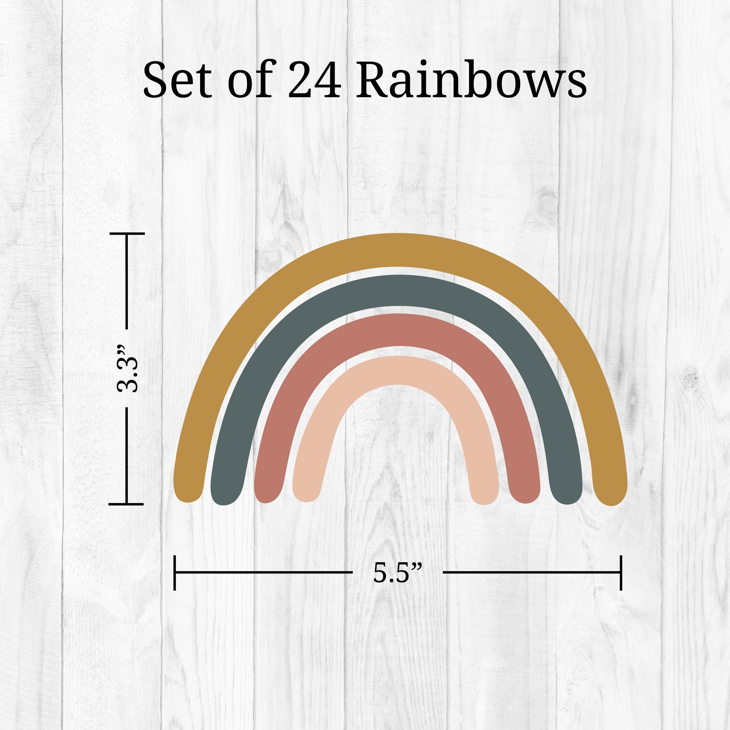 Boho Rainbow Wall Decals - Set of 24 Neutral Rainbow Wall Stickers for Nursery, Bedroom, Playroom & Classroom Decor | Removable Peel and Stick Wall Art | Perfect for Kids Rooms, Dorm Decor & Home Interior Design