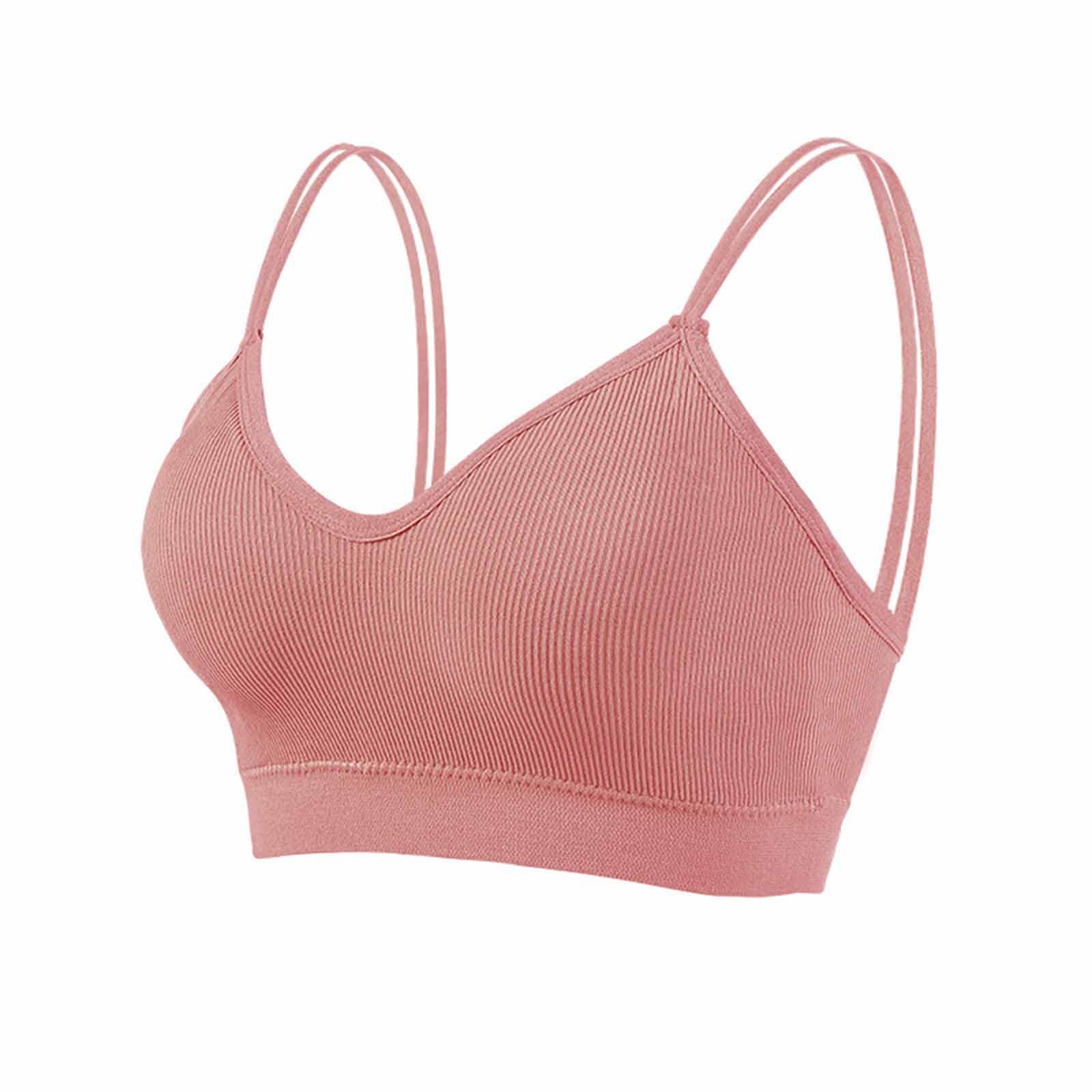 Women's Solid Color Ruched Padded Sports Bras - Medium Support Workout Crop Tops for Running, Yoga & Gym - One Size Comfortable Underwear