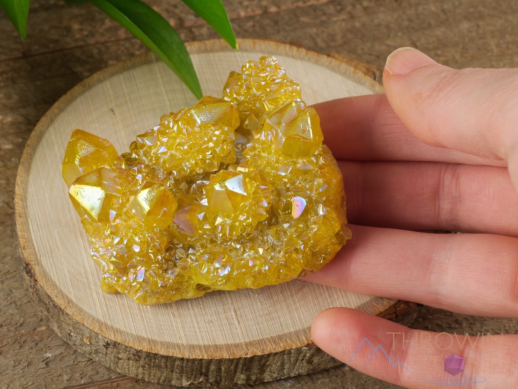 Sunshine Yellow Rainbow Aura Quartz Crystal Cluster - Natural Spirit Quartz Healing Stone for Meditation & Energy Work - Beautiful Crystal Decor for Home, Office & Spiritual Space (R0518)