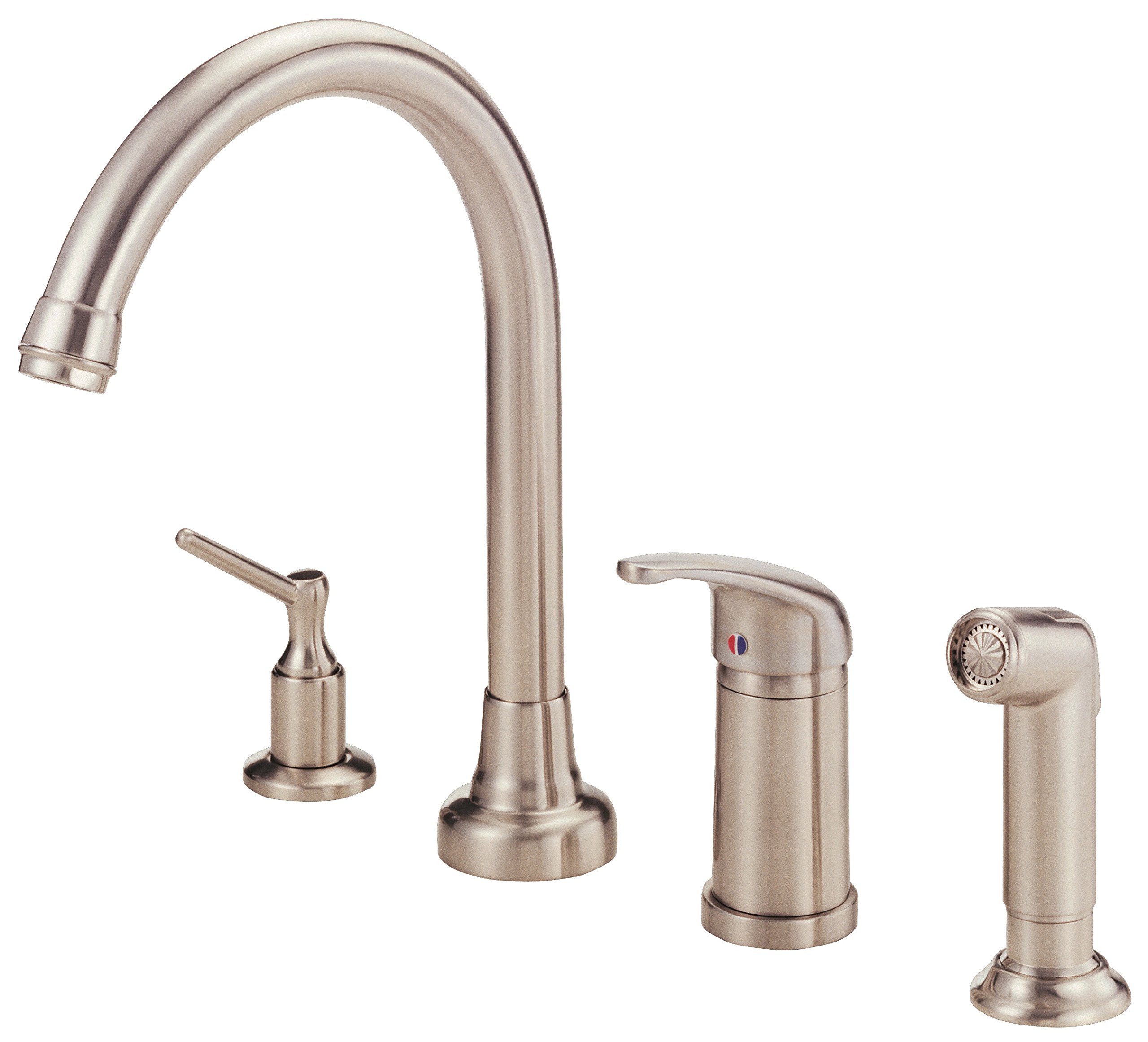 Gerber Plumbing Melrose Single Handle Kitchen Faucet with Side Spray & Soap Dispenser - Stainless Steel Pull-Down Sprayer for Modern Kitchens & Home Renovation