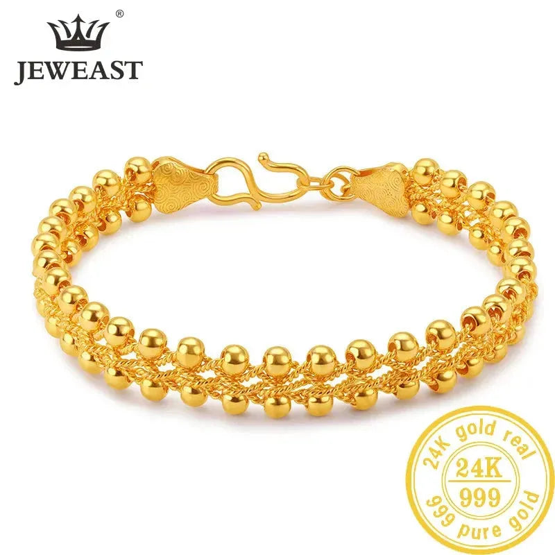24K Pure Gold Bracelet for Women - 999 Solid Real Gold Bangle, Simple & Elegant Fashion Jewelry, High-End Glossy Finish - Perfect for Gifts, Weddings, Anniversaries & Special Occasions (2023 New Arrival)