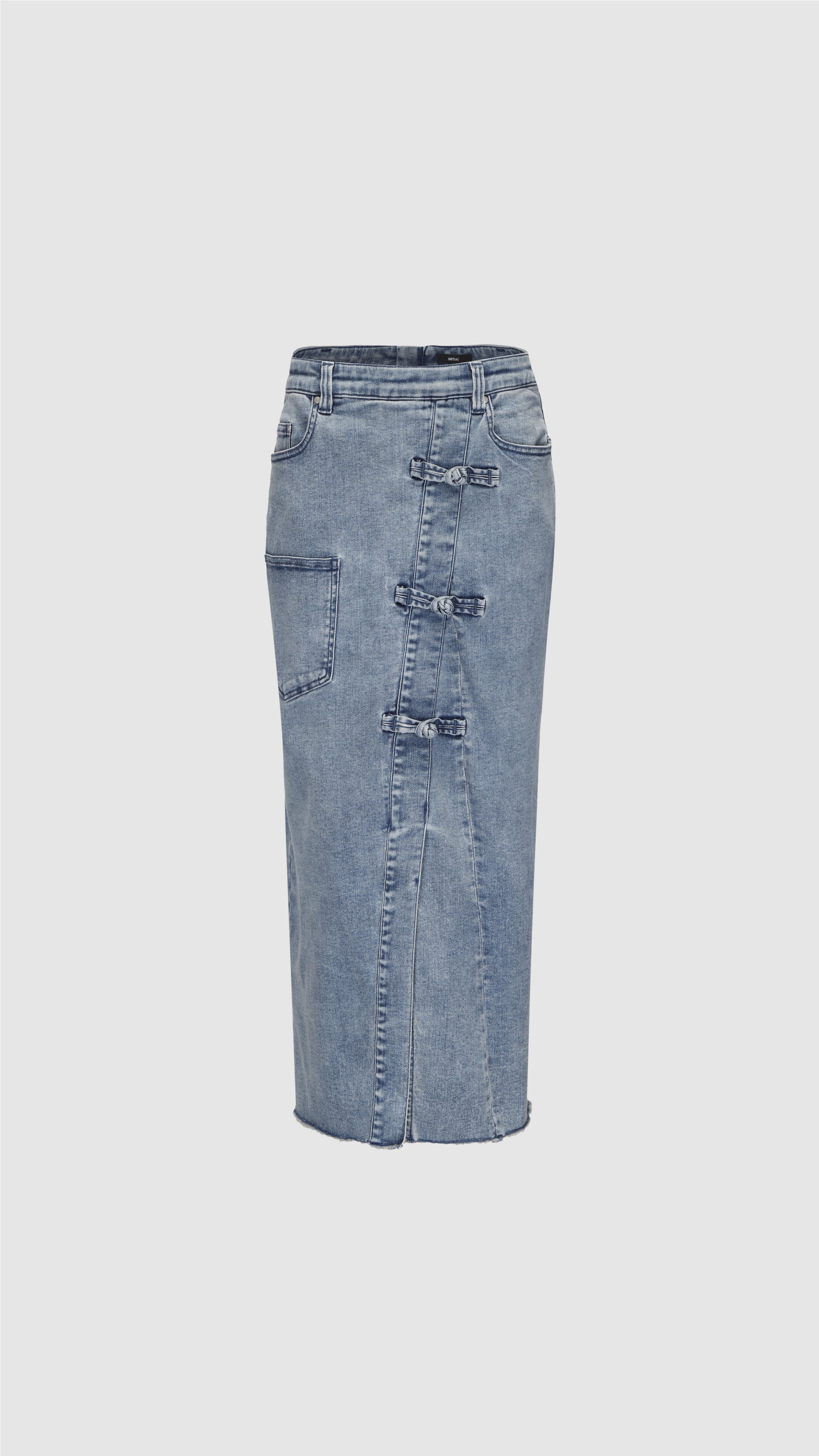 Vintage Rebuilt Denim Pencil Skirt for Women - High Waist Distressed Denim Skirt with Side Slits - Perfect for Casual Outfits, Office Wear & Date Nights