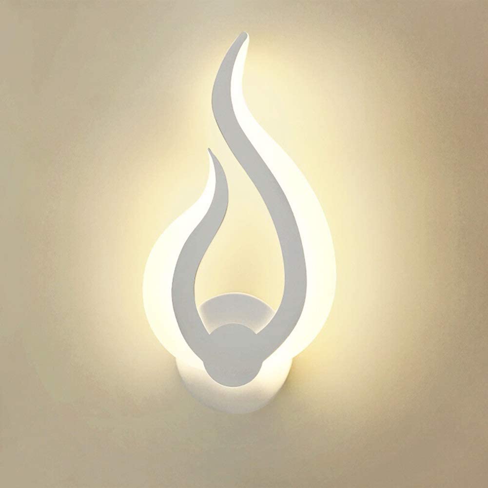 Modern LED Wall Sconce Light - White Acrylic & Metal Flame Design Wall Lamp for Bedroom, Restaurant, Aisle - Industrial Farmhouse Edison Style Lighting Fixture | Perfect for Ambient Mood Lighting in Living Rooms, Hallways, and Commercial Spaces