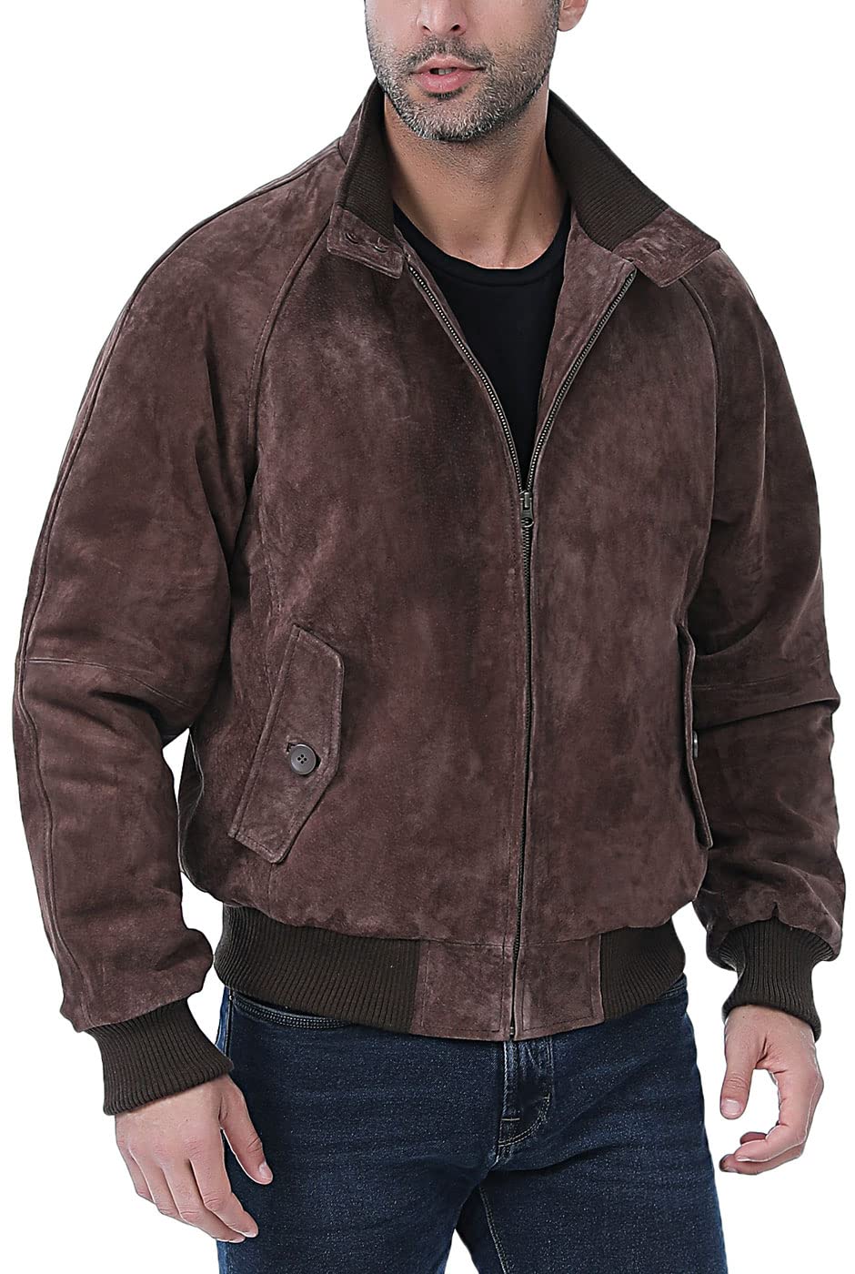 Vintage WWII Leather Bomber Jacket for Men - Classic Aviator Flight Jacket in Regular & Big & Tall Sizes | Perfect for Motorcycle Riding, Outdoor Adventures & Retro Fashion