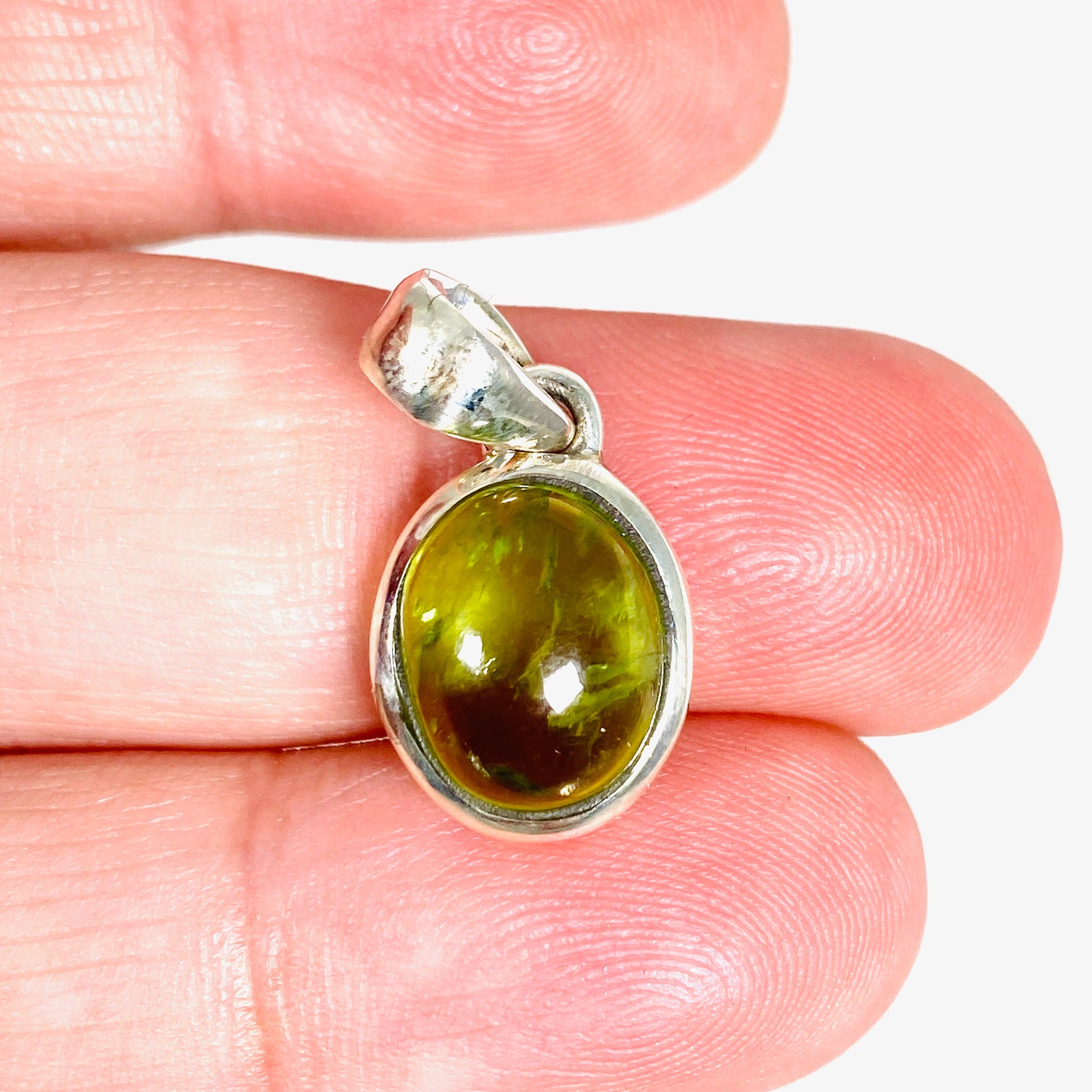 Natural Peridot Oval Cabochon Pendant - Dainty Green Gemstone Jewelry for Women - Perfect for Everyday Wear & Gift Giving