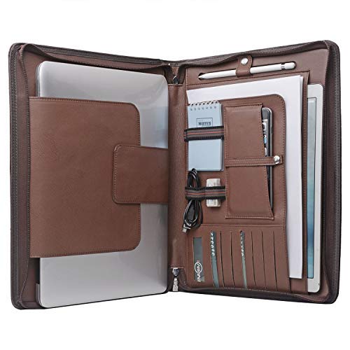 Premium Laptop Portfolio Organizer Case for Surface Book 2 & MacBook Pro 15 Inch - Brown NM034 with Multiple Pockets | Perfect for Business, Travel & School Use
