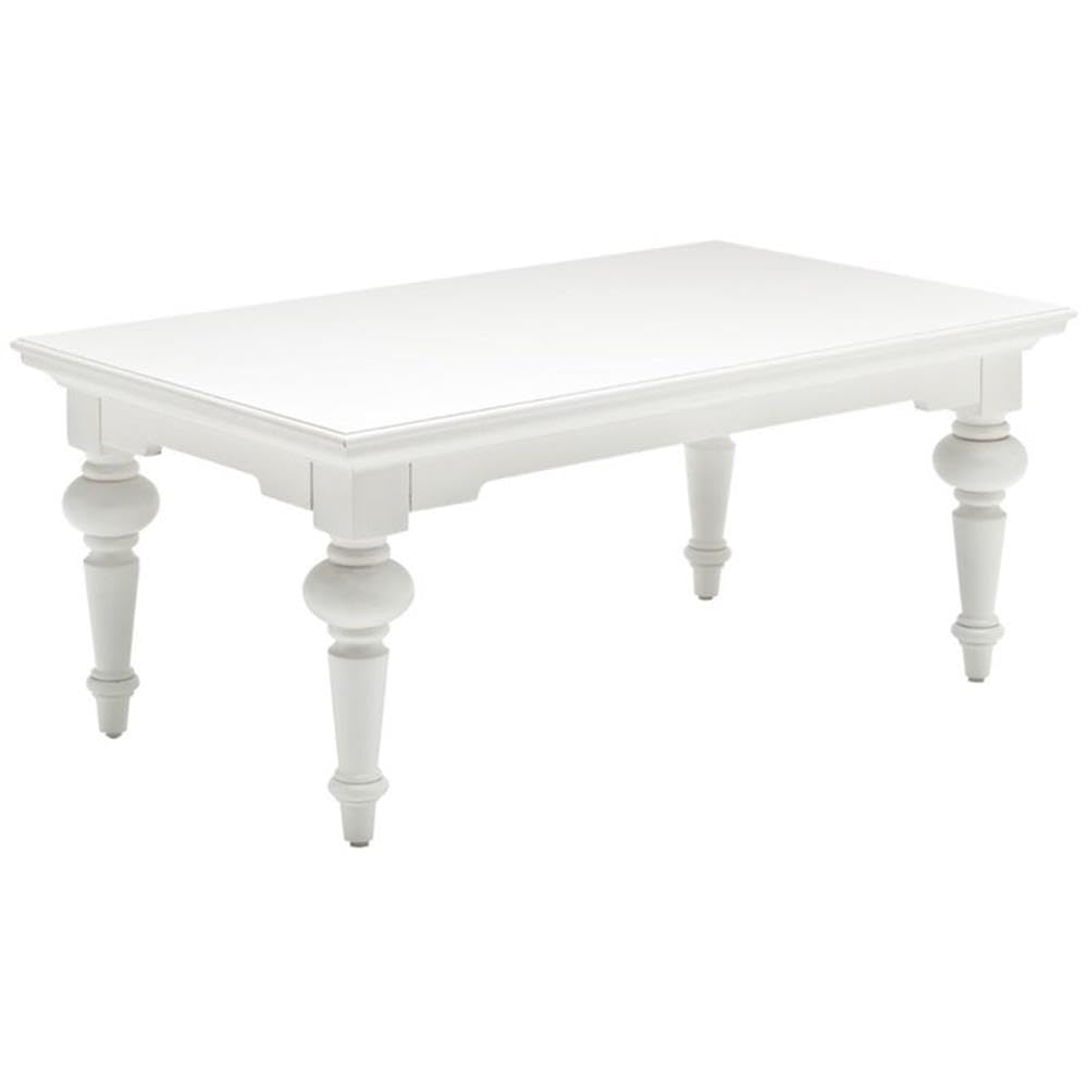 **NovaSolo Provence Pure White Mahogany Wood Rectangular Coffee Table - Modern Farmhouse Living Room Furniture for Home Decor**    **使用场景:** Perfect for cozy living rooms, farmhouse-style homes, or as a chic centerpiece in your lounge area.