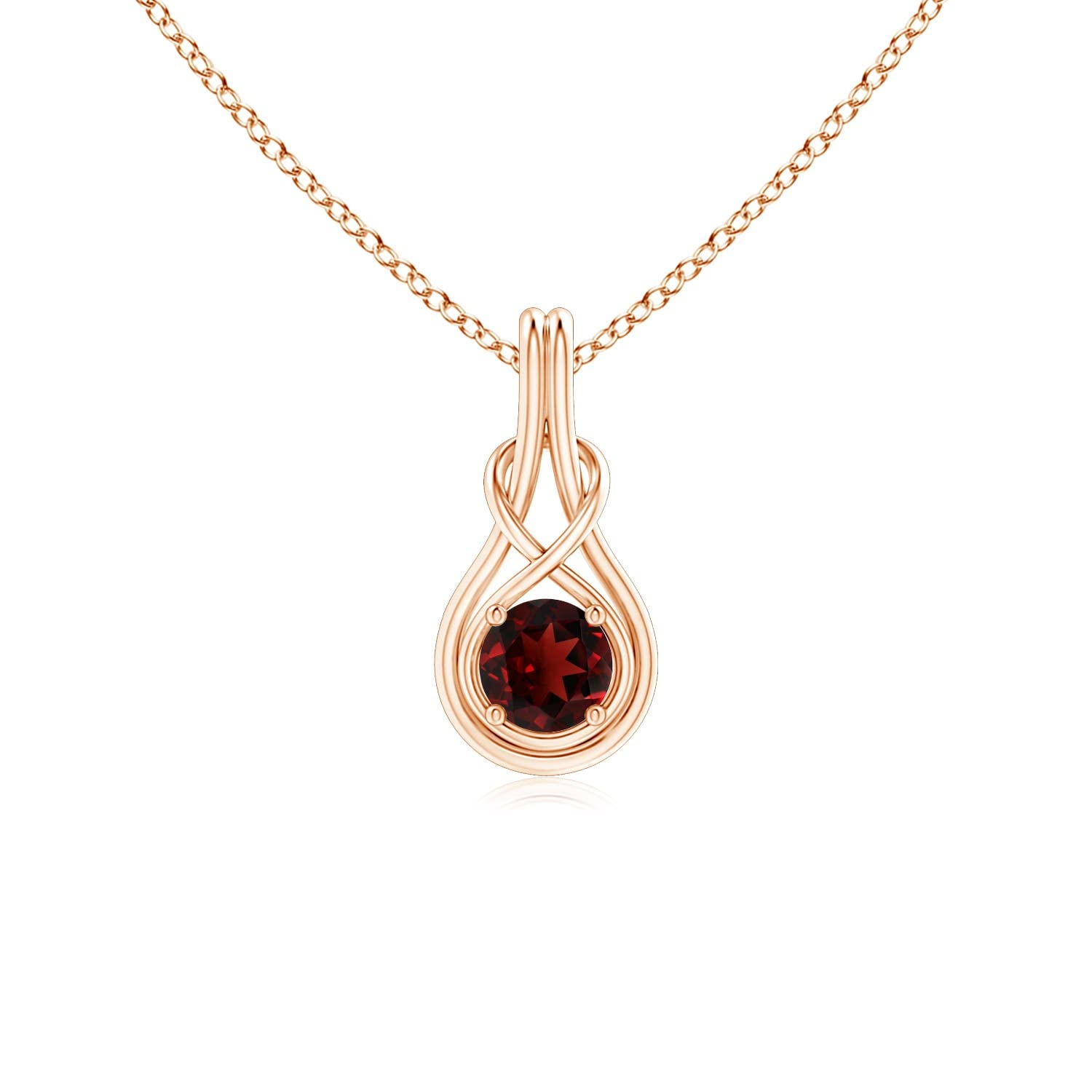 Angara Natural Garnet Solitaire Infinity Pendant Necklace for Women - 14K Solid Gold/Platinum | January Birthstone Jewelry | Elegant Gift for Her, Birthday, Anniversary | Perfect for Weddings, Date Nights & Special Occasions
