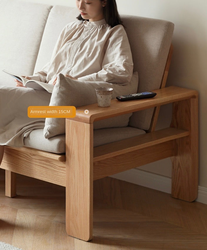Modern Nordic Fabric Sofa - Solid Oak Wood Frame - Stylish & Durable Living Room Furniture for Small Spaces & Apartments