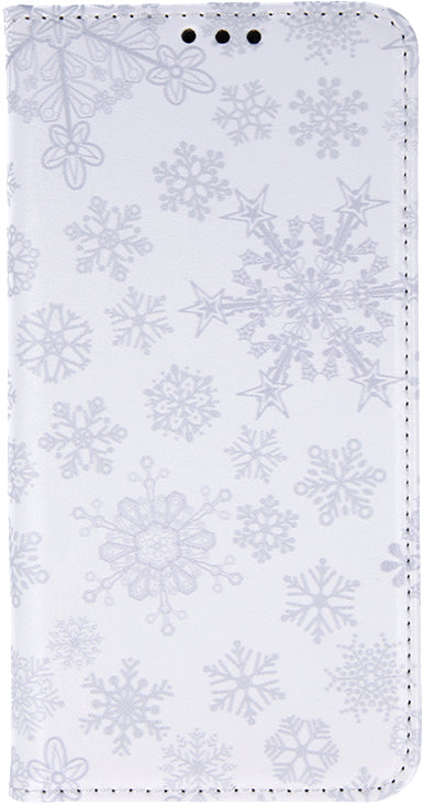 Apple iPhone 7 Wallet Flip Case with Card Slots - Snowflake Winter Design in White & Grey - Perfect for Everyday Use, Travel, and Gift Giving
