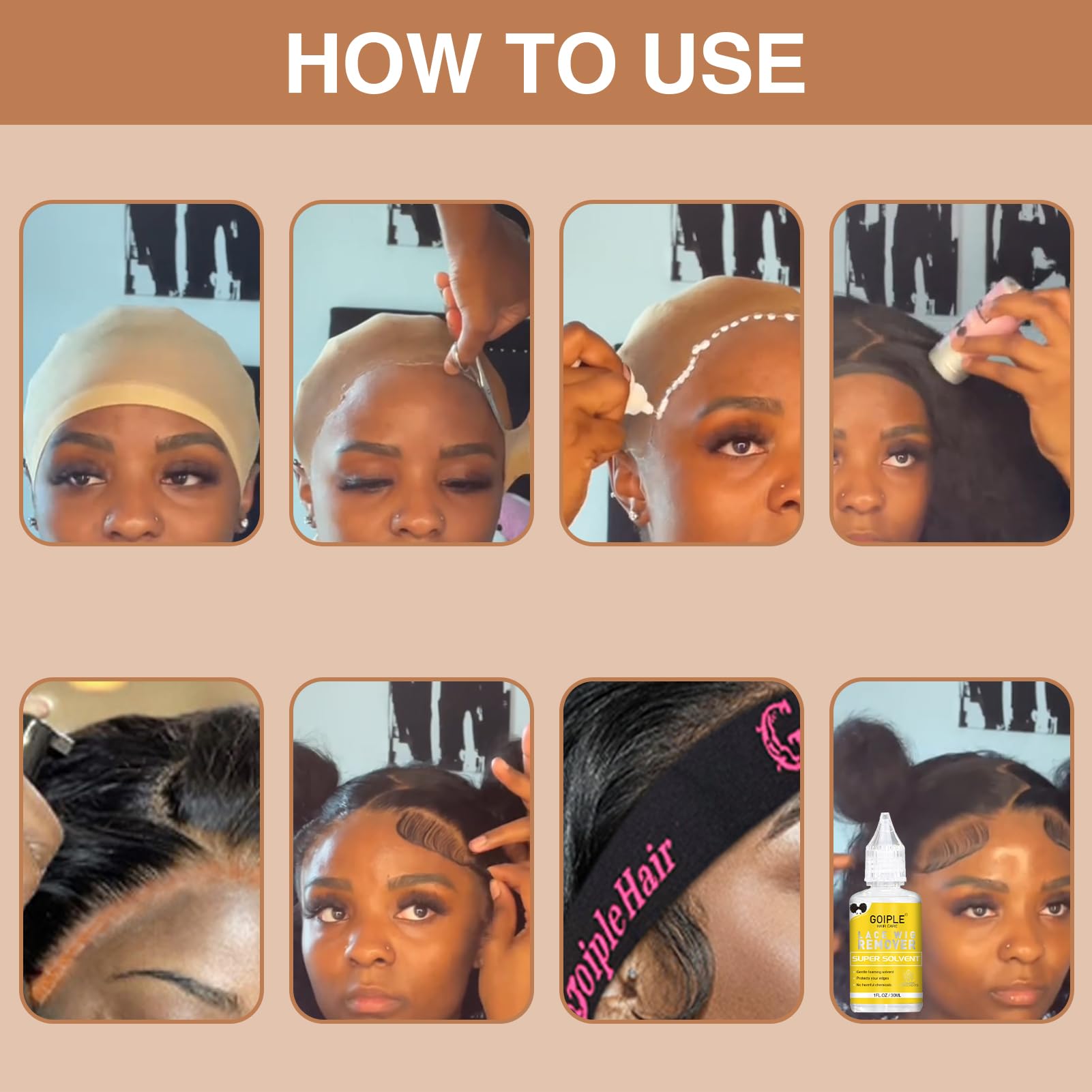 Lace Tint Lace Melting Hair Mousse for Wigs & Hairpieces - Natural Finishing Tint Spray Tool Set (Medium Brown) | Perfect for Seamless Wig Blending & Everyday Styling