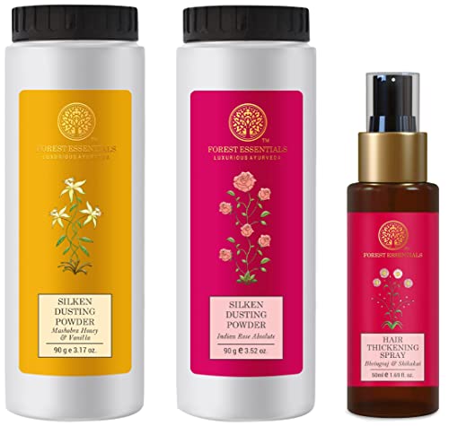 Forest Essentials Silken Dusting Powder with Indian Rose Absolute - 100g Talcum Powder for Women | Luxurious Body Powder for Soft Skin & Fresh Fragrance | Perfect for Daily Use, Post-Bath Care & Travel