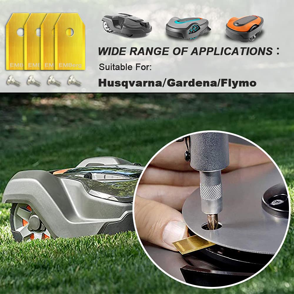 EMBerg 18-Pack Titanium Single Hole Blades for Husqvarna Automower & Gardena Robotic Lawn Mowers - Durable Replacement Mower Blades for Precise Grass Cutting
