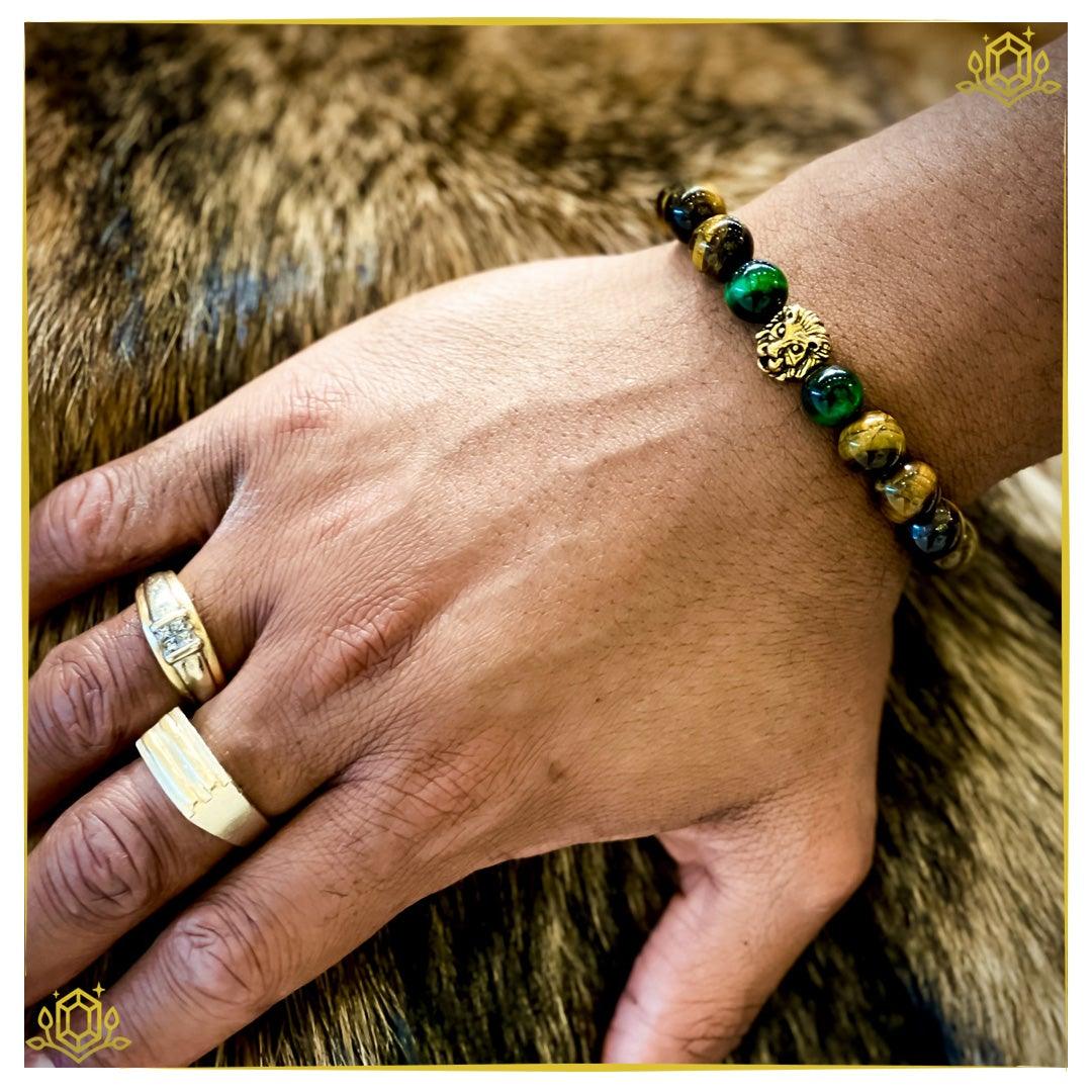 Romali Natural Gold & Green Tiger's Eye Beaded Bracelet for Women - Healing Crystal Jewelry for Protection, Confidence & Good Luck - Perfect for Meditation, Yoga & Spiritual Gifts