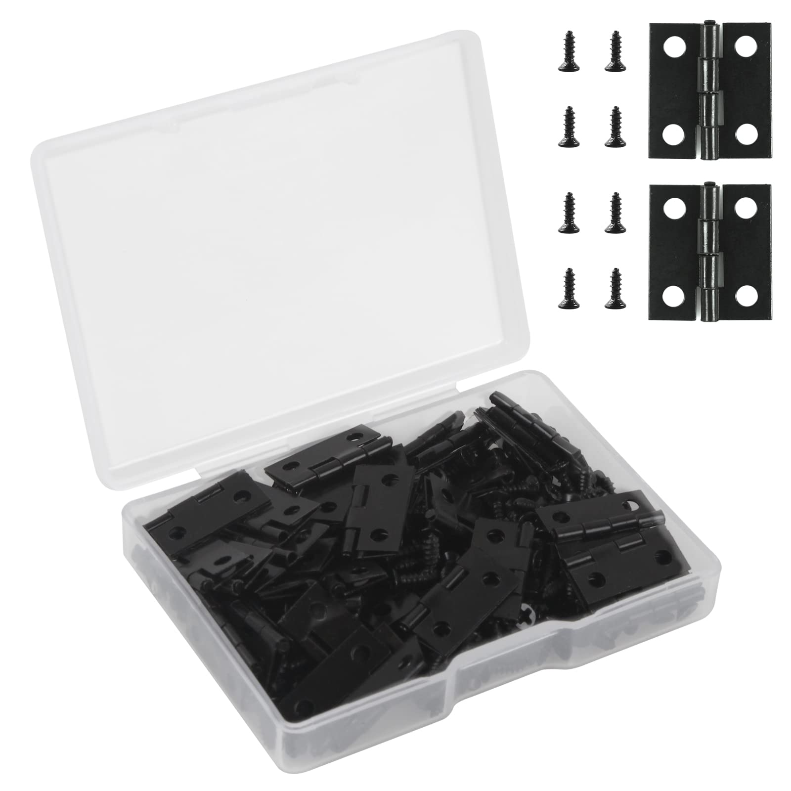 VIPMOON 50pcs Small Hinges with Screws - 18x15mm Mini Brass Hinges for Wooden Jewelry Box, DIY Craft Projects - Perfect for Antique Jewelry Boxes, Cabinets & Small Woodworking Projects