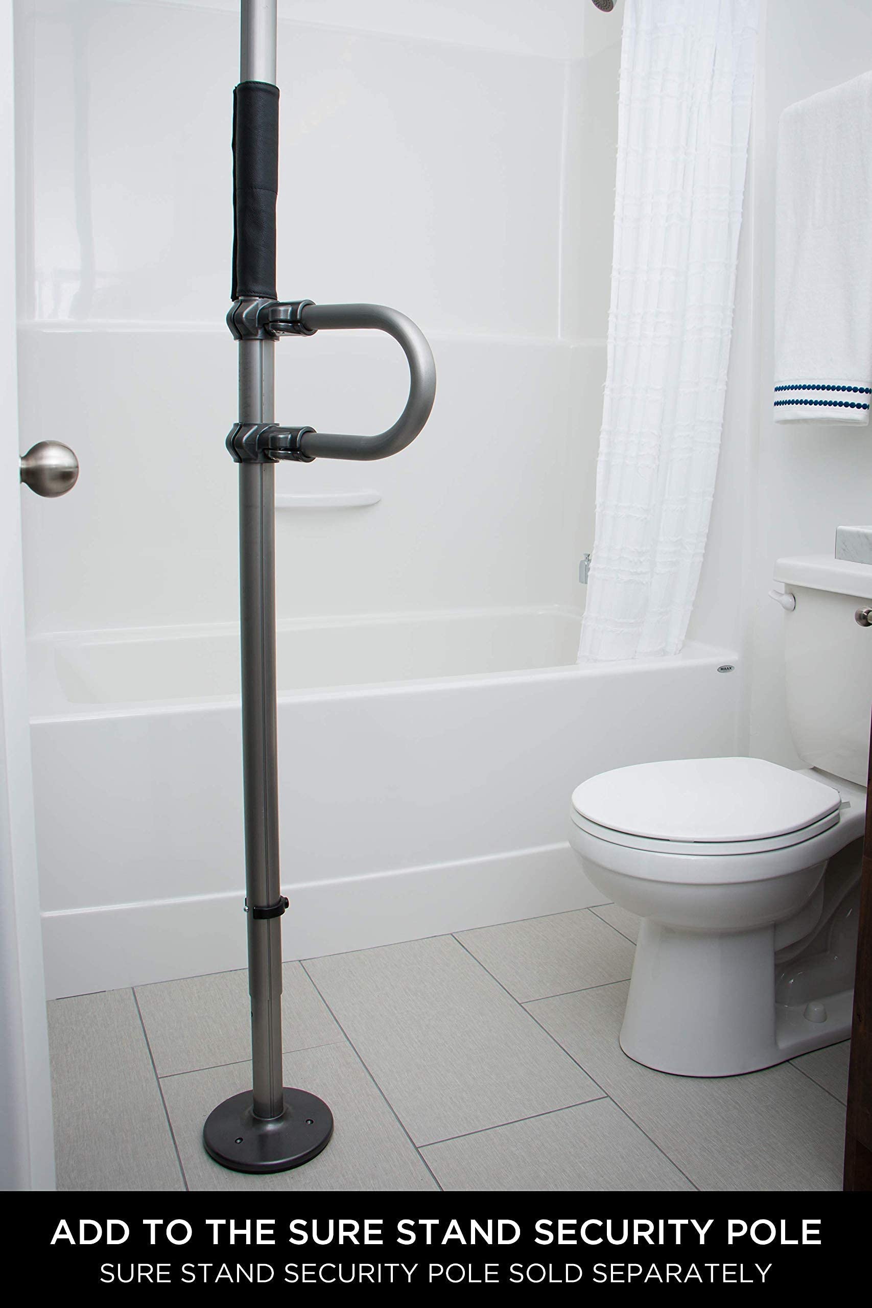 Signature Life Single Grab Bar - Compatible with Signature Life Sure Stand Pole - Graphite - Bathroom Safety Handle for Seniors & Disabled - Ideal for Showers, Toilets & Bathtubs