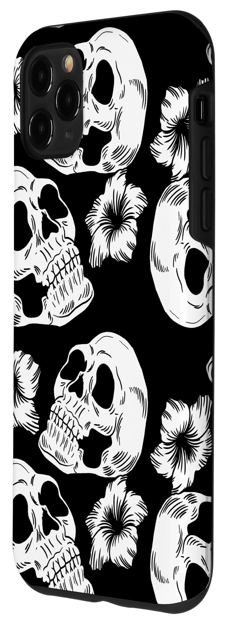 iPhone 11 Pro Max Case - White Floral Skull Design, Shockproof Protective Cover for iPhone 11 Pro Max (6.5 Inch) - Unique Gothic Gift for Women & Men, Perfect for Halloween, Punk Style, and Alternative Fashion Lovers
