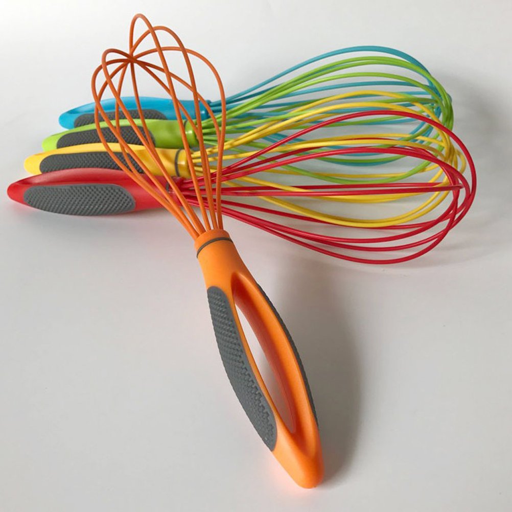 Hemoton 10-Inch Silicone Egg Mixer - Manual Hand Mixer for Baking, Cooking & Whisking Eggs - Durable Wire Whisk for Cake Mixing, Batter & Dough - Perfect Kitchen Gadget for Home Bakers & Cooking Enthusiasts (Great for Baking Cakes, Cookies & Whipping Cream)
