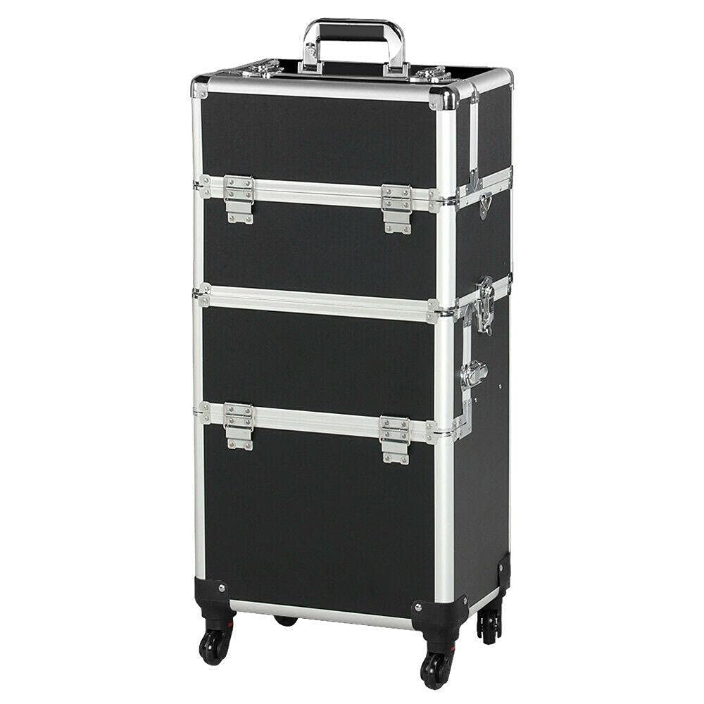 Professional Rolling Makeup Train Case - Lockable Cosmetic Organizer with Wheels for Artists | Portable Makeup Storage Cabinet & Vanity Organizer | Perfect for Salon, Travel, and Bathroom Storage