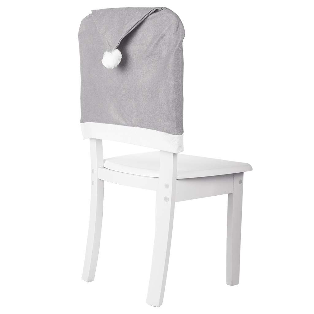 Gray Non-Woven Christmas Chair Covers Set - 2 Seat Couch & Stool Covers, Holiday Home Decor for Christmas Party & Dining Room Decoration