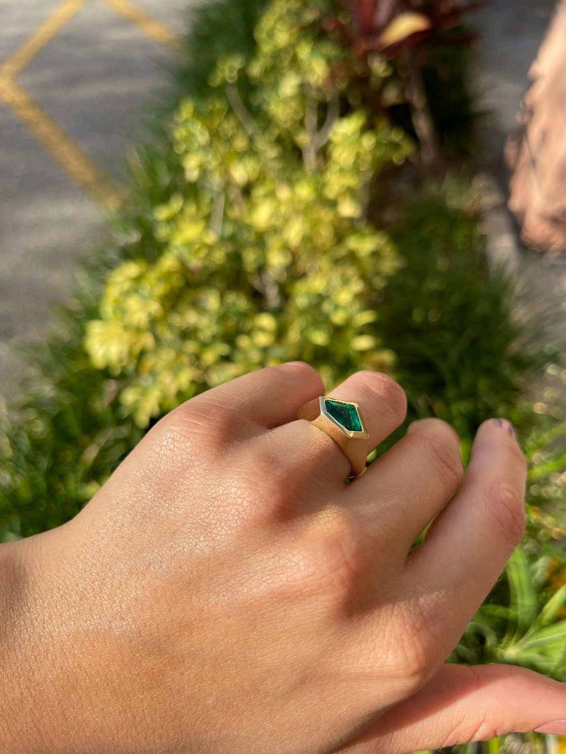 1.61 Carat Bezel Set Superman Cut Emerald Solitaire Ring in 18K Gold - Elegant Engagement & Wedding Jewelry for Women