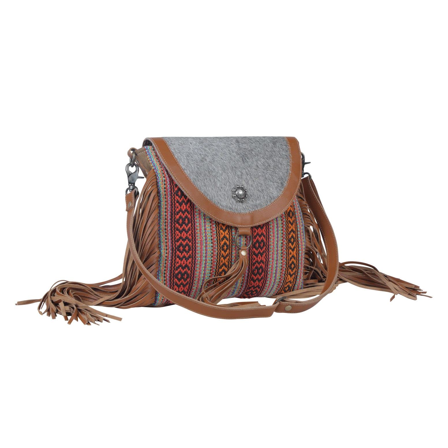 Myra Bag Western Leather Shoulder Bag for Women - Upcycled Canvas Crossbody Purse with Adjustable Strap | Perfect for Casual Outings, Travel & Everyday Use