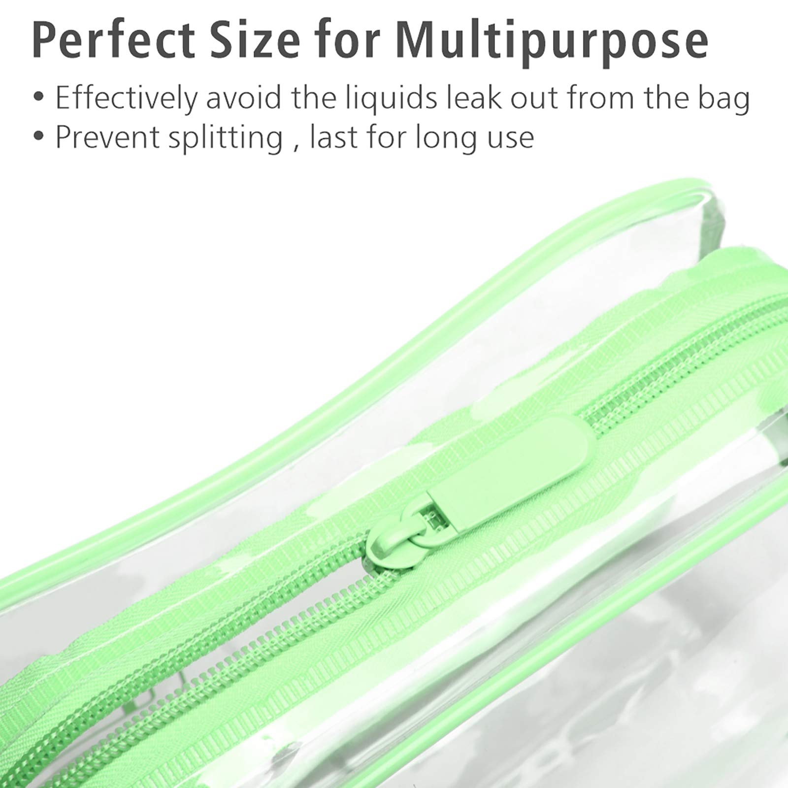 TSA Approved Clear Toiletry Bags 3-Pack - Waterproof Quart Size Travel Cosmetic Organizer for Women | Airplane Carry-On Compliant Makeup Pouch | Perfect for Airport Security, Gym & Vacation Packing (Green)
