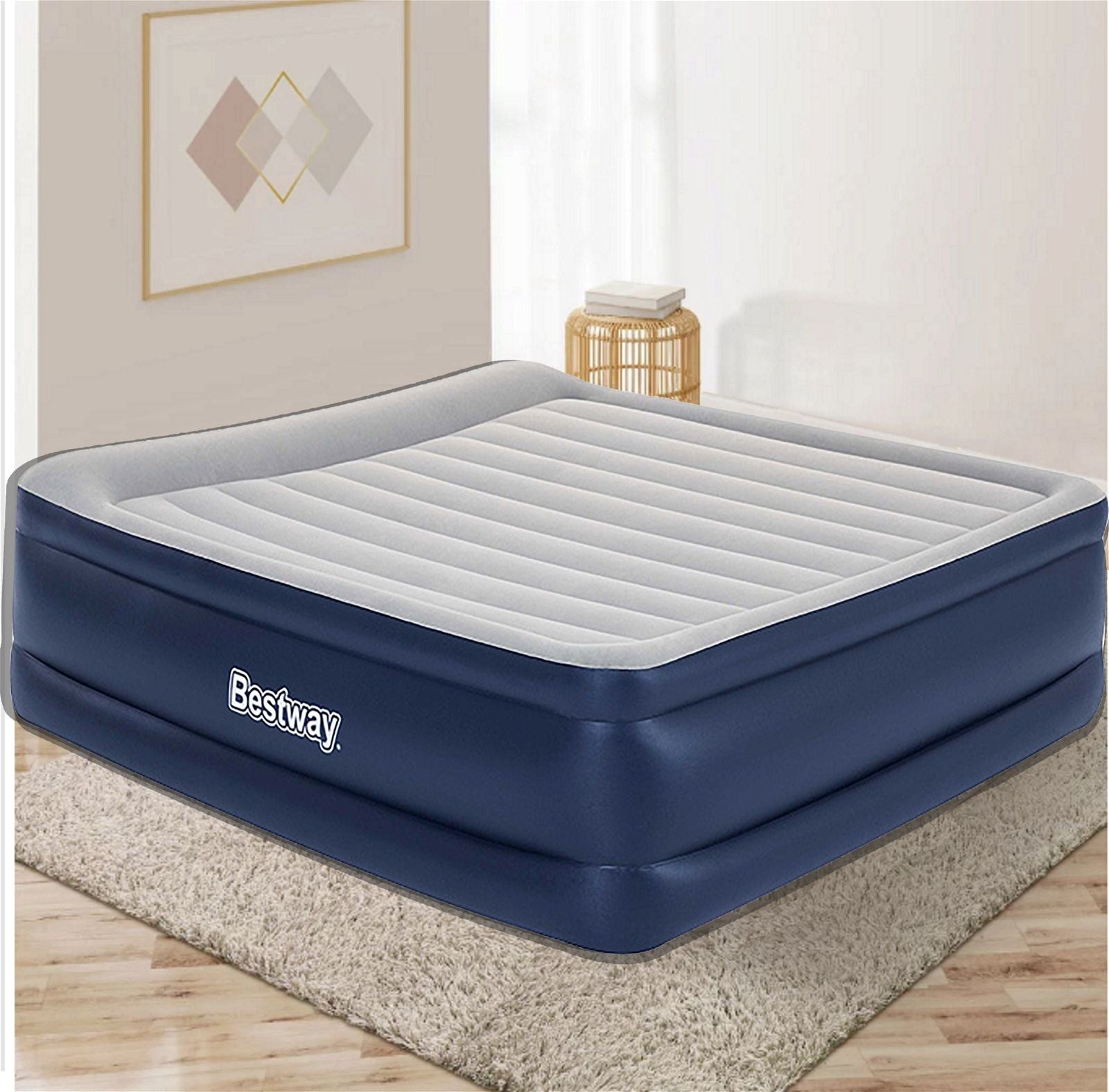Inflatable King Air Mattress with Built-in Pump - Portable Airbed for Camping, Travel & Guest Sleeping - Quick Inflation & Comfortable Sleep Solution