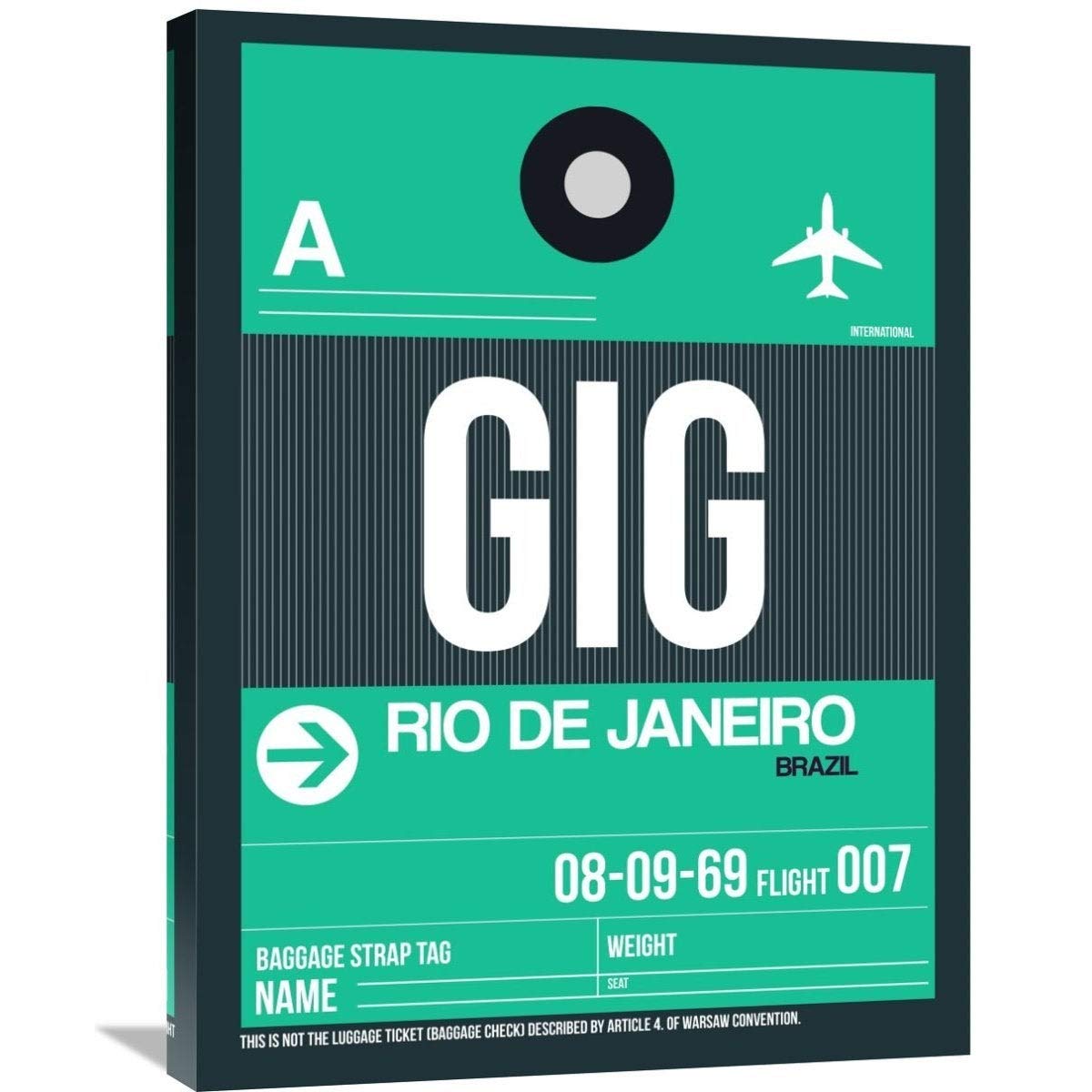 GIG Rio De Janeiro Luggage Tag 1 - Stretched Canvas Wall Art 48x36 Inches - Naxart Studio - Travel Inspired Home Decor for Living Room, Office & Bedroom
