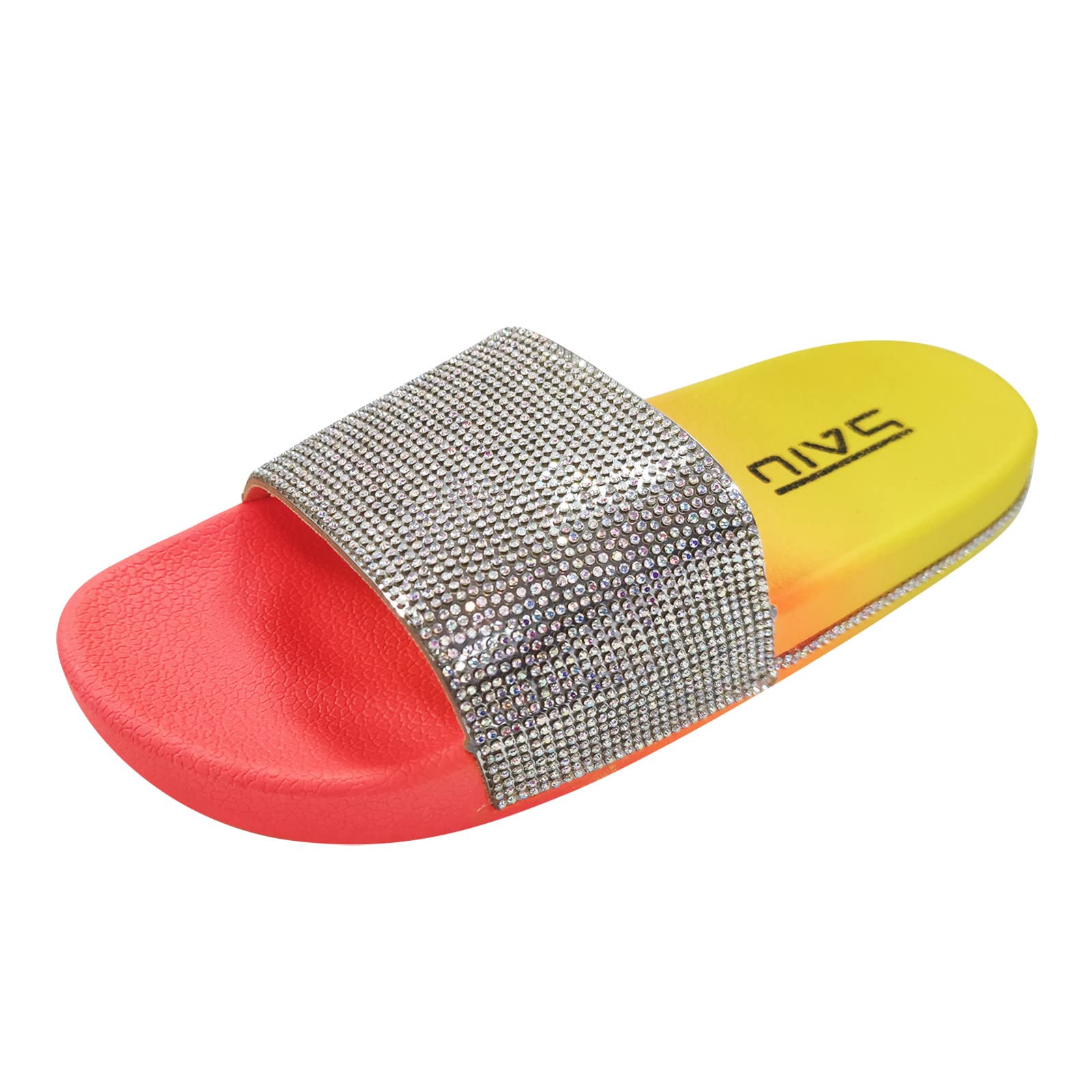 Sparkly Rhinestone Women's Slippers with Thick Sole - Shiny Cute House Sandals for Women | Indoor/Outdoor Comfort for Lounge, Spa & Home Use