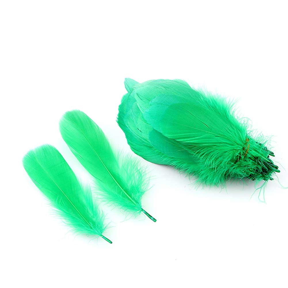 Natural Goose Feathers for Clothing & Accessories - Pack of 100 Dark Green Feathers | DIY Crafts, Costume Design, Home Decor & Wedding Decorations