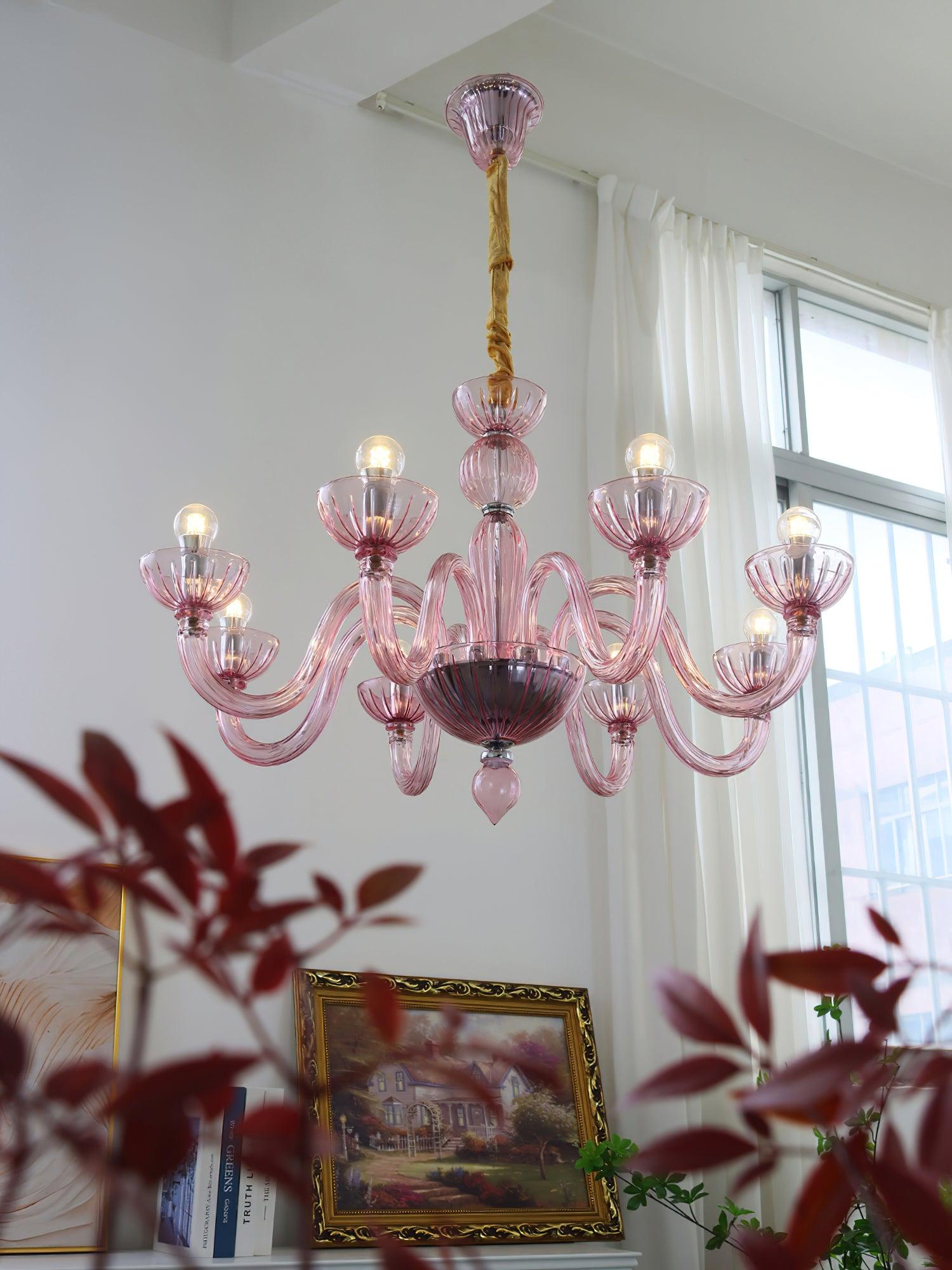 Elegant Ares Murano Glass Chandelier - Handcrafted Italian Crystal Ceiling Light Fixture for Dining Room, Living Room & Bedroom Decor