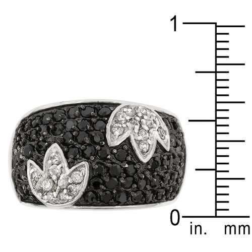 Elegant Black and White Tulip Ring for Women - Sterling Silver Floral Jewelry Gift for Her - Perfect for Weddings, Anniversaries & Special Occasions