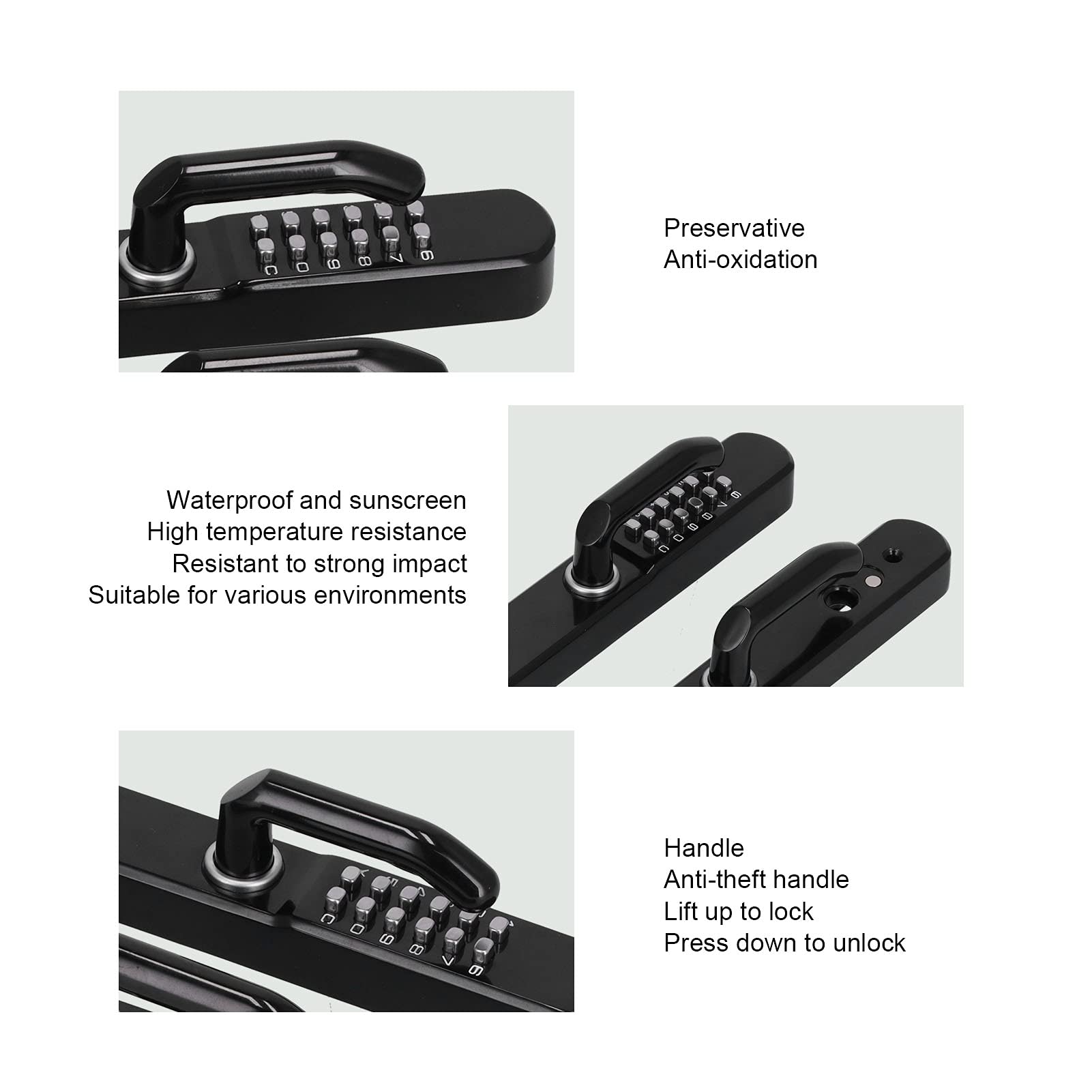 Smart Keyless Entry Door Lock - Outdoor Sunproof Villa Security Lock with Key, Broken Bridge Aluminum & Wrought Iron Design for Home, Courtyard (Black) | Compatible with Smart Doorbell Systems | Perfect for Vacation Homes, Rental Properties & High-Security Areas