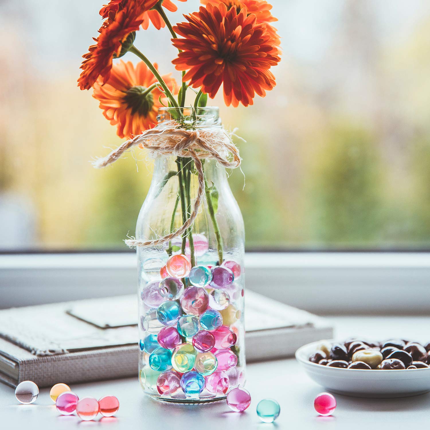 Hicarer 10000-Piece Rose Red Vase Filler Beads - Water Gel Beads & Growing Crystal Pearls for Wedding Centerpieces, Home Decor, Floral Arrangements, and DIY Crafts - Perfect for Parties, Events, and Tabletop Displays