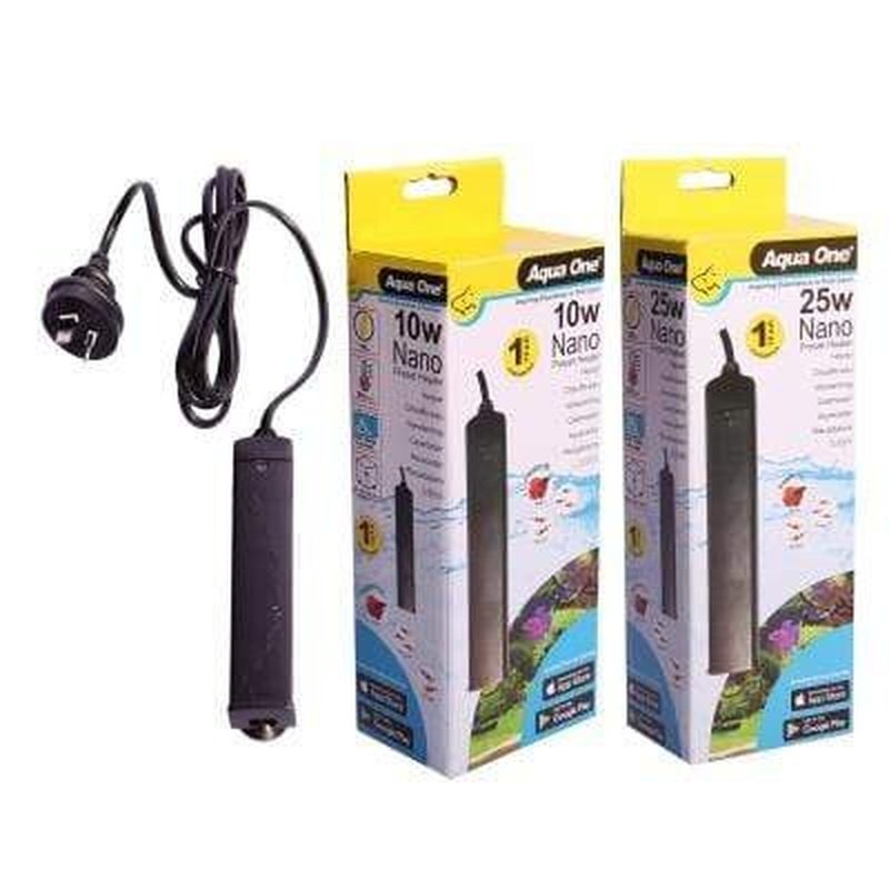 Aqua One Nano Plastic Preset Heater for Small Fish Tanks - 50W Submersible Aquarium Heater with Temperature Control - Perfect for Betta Fish, Shrimp Tanks & Nano Aquariums