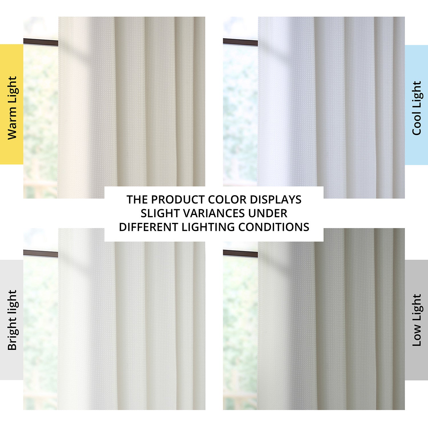 Off White Modern Waffle & Heavyweight Fabric Shower Curtain