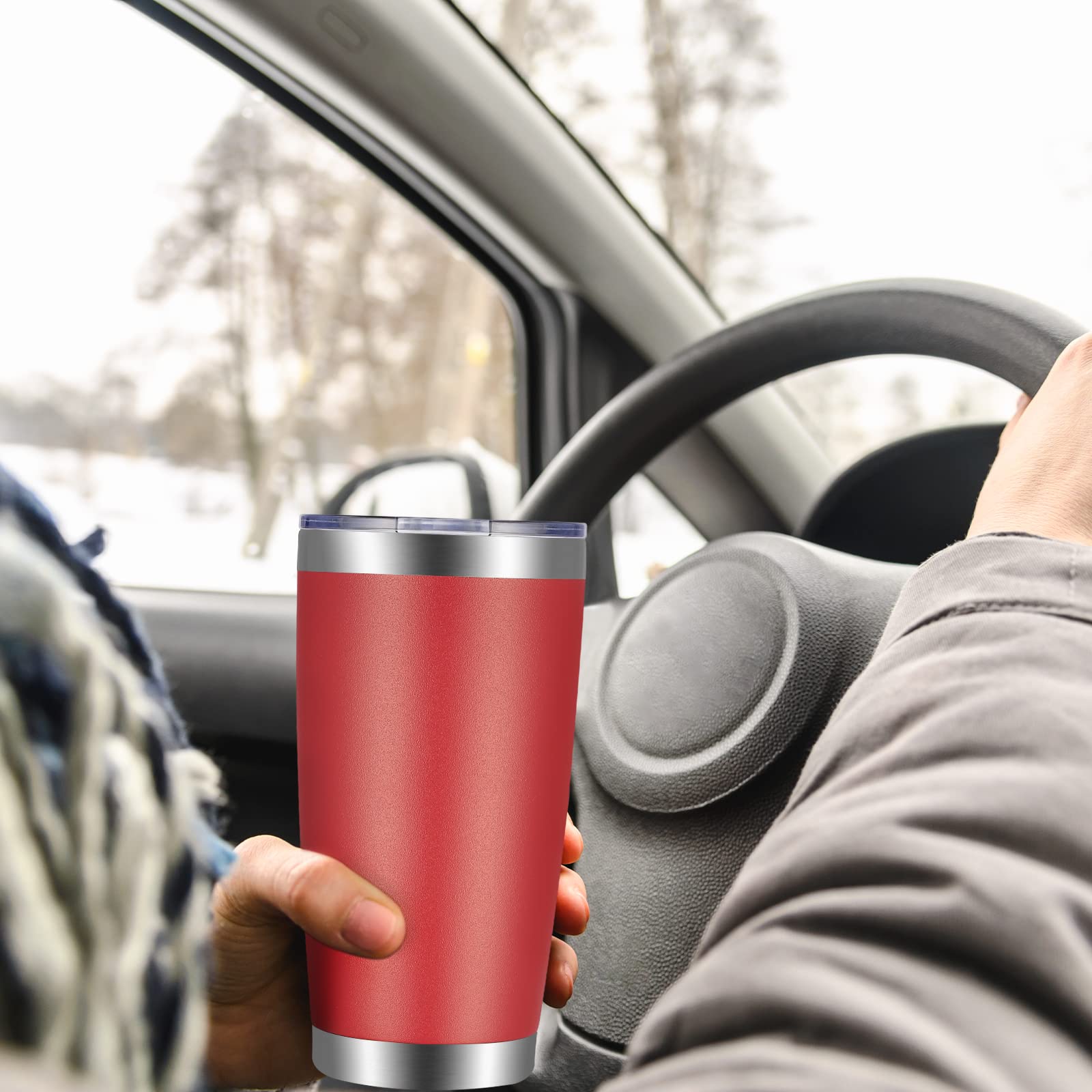 VEGOND 20oz Stainless Steel Tumbler with Lid & Straw - Vacuum Insulated Double Wall Travel Mug, Powder Coated Coffee Cup (Powder Red, 12 Pack) - Perfect for Office, Gym, Camping & Outdoor Activities