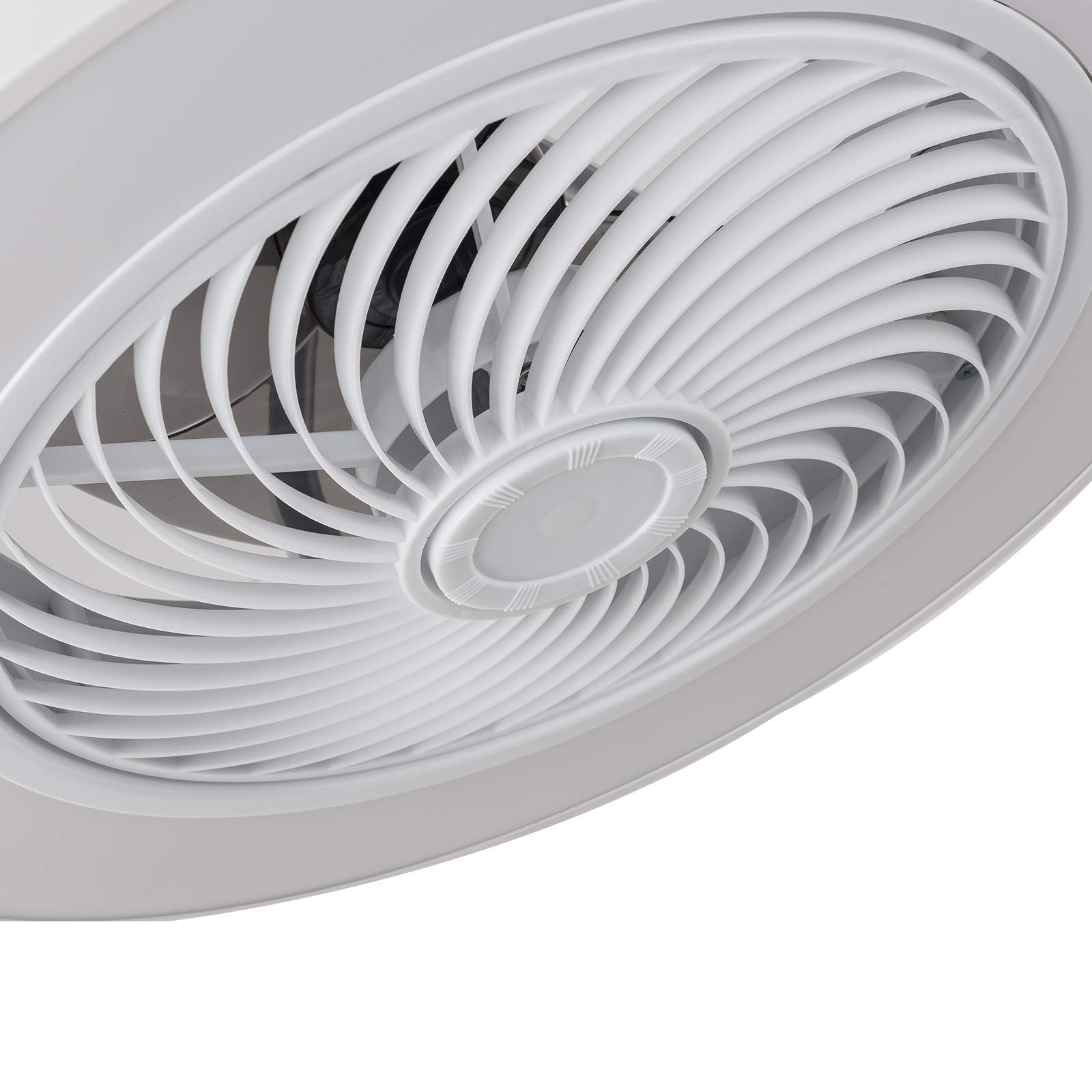 Modern LED Flush Mount Ceiling Fan with Light - Remote Control, Dimmable, Hidden Blades, Low Profile - Adjustable Speed - White (US Stock) - Perfect for Bedroom, Living Room, and Office Lighting